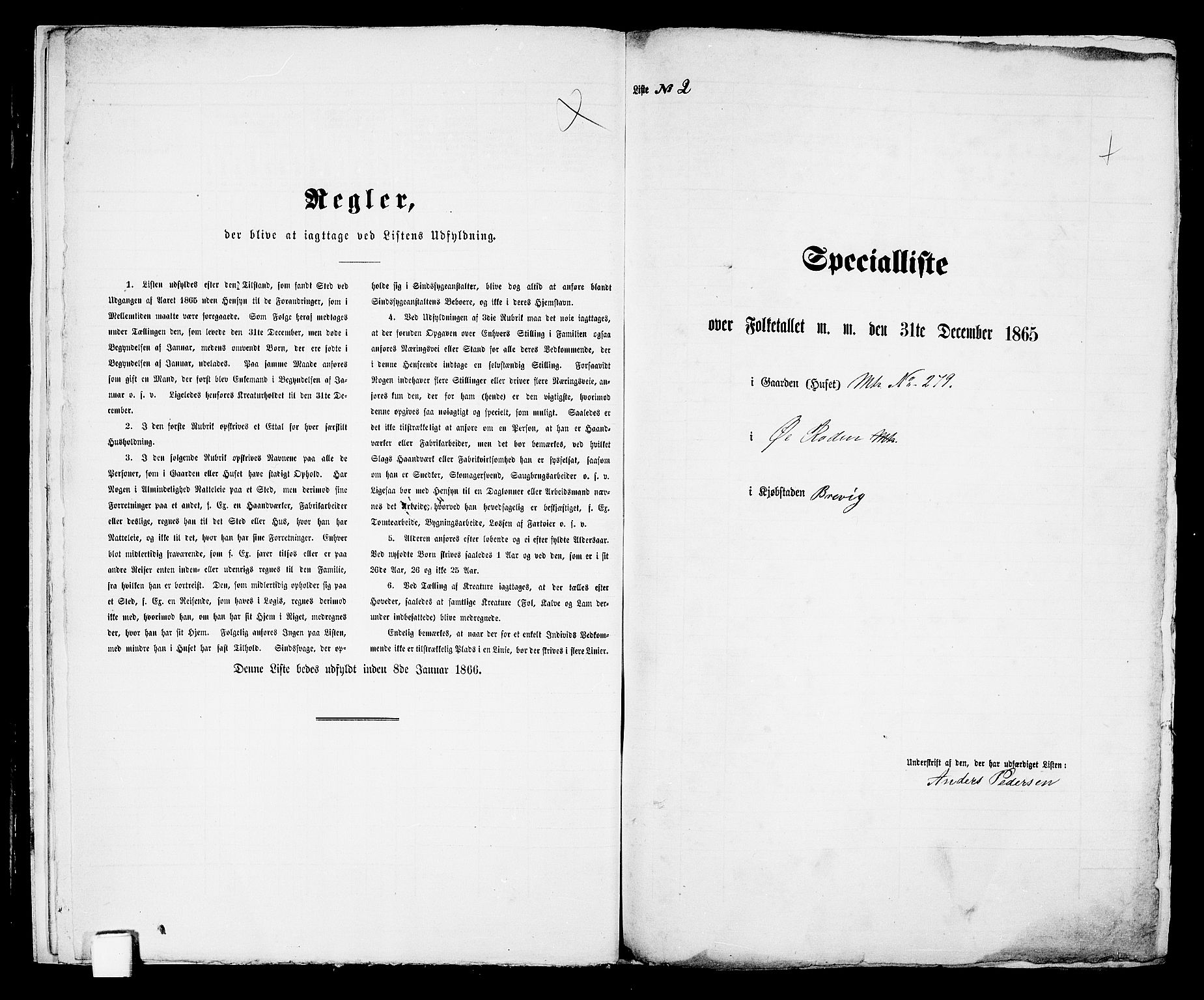 RA, Folketelling 1865 for 0804P Brevik prestegjeld, 1865, s. 14