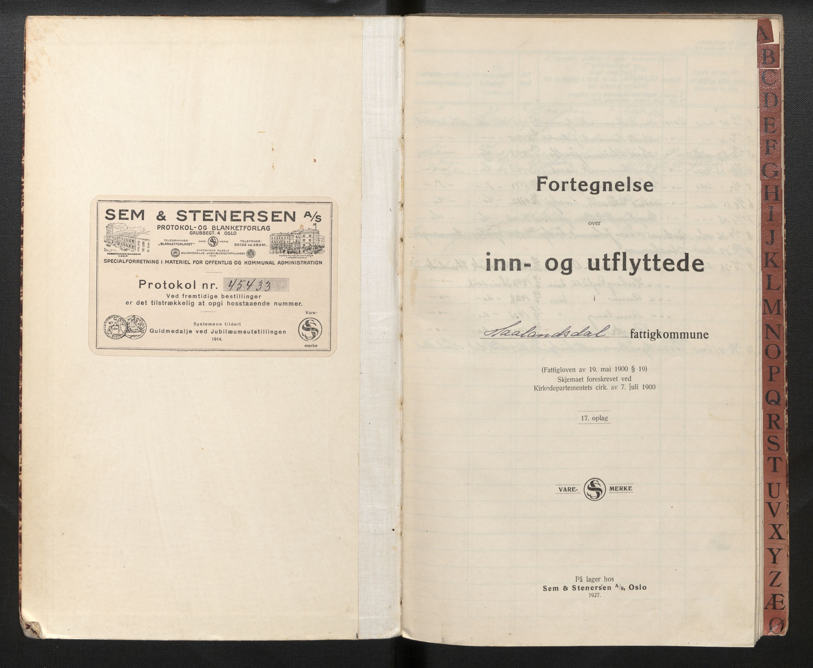 Lensmannen i Fusa, AV/SAB-A-32401/1/0020/L0003: Protokoll over inn- og utflytte, 1926-1942
