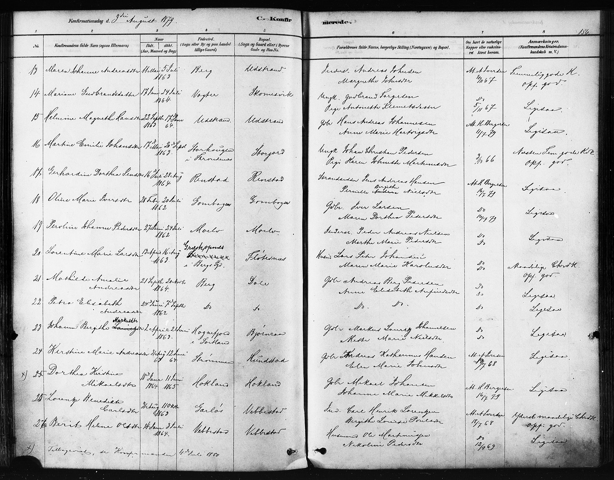 Kvæfjord sokneprestkontor, AV/SATØ-S-1323/G/Ga/Gaa/L0005kirke: Ministerialbok nr. 5, 1878-1894, s. 156