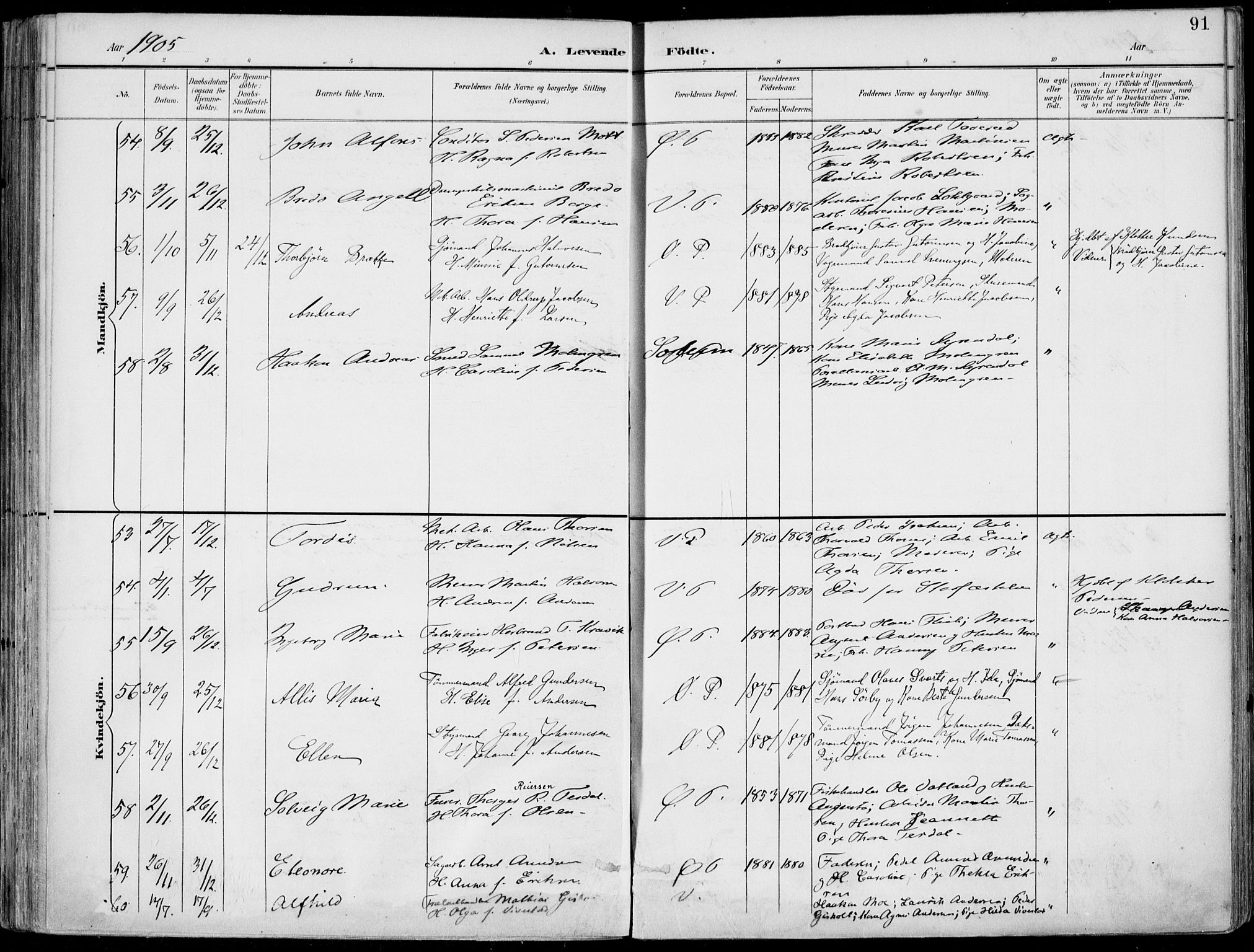 Porsgrunn kirkebøker , AV/SAKO-A-104/F/Fa/L0010: Ministerialbok nr. 10, 1895-1919, s. 91
