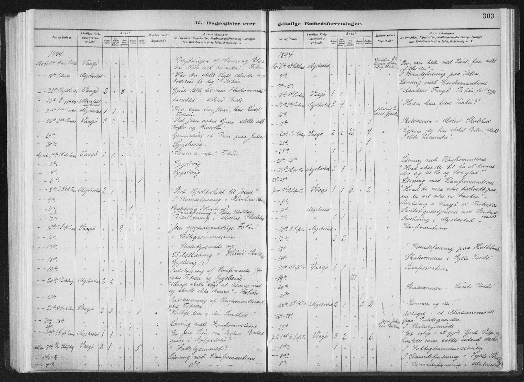 Ministerialprotokoller, klokkerbøker og fødselsregistre - Møre og Romsdal, SAT/A-1454/564/L0740: Ministerialbok nr. 564A01, 1880-1899, s. 303