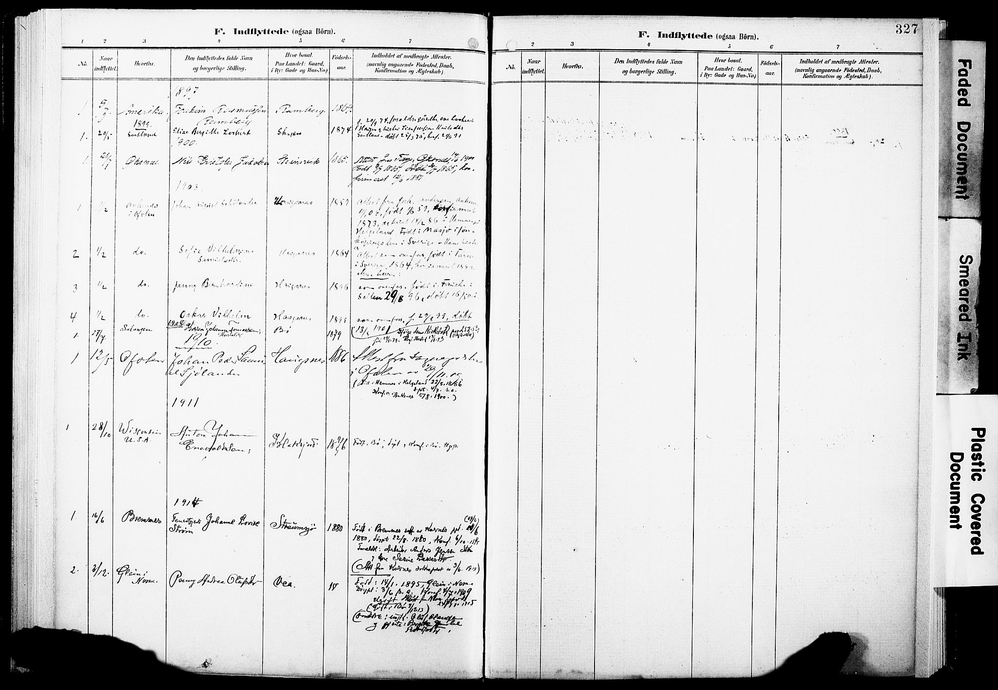 Ministerialprotokoller, klokkerbøker og fødselsregistre - Nordland, SAT/A-1459/891/L1305: Ministerialbok nr. 891A10, 1895-1921, s. 327
