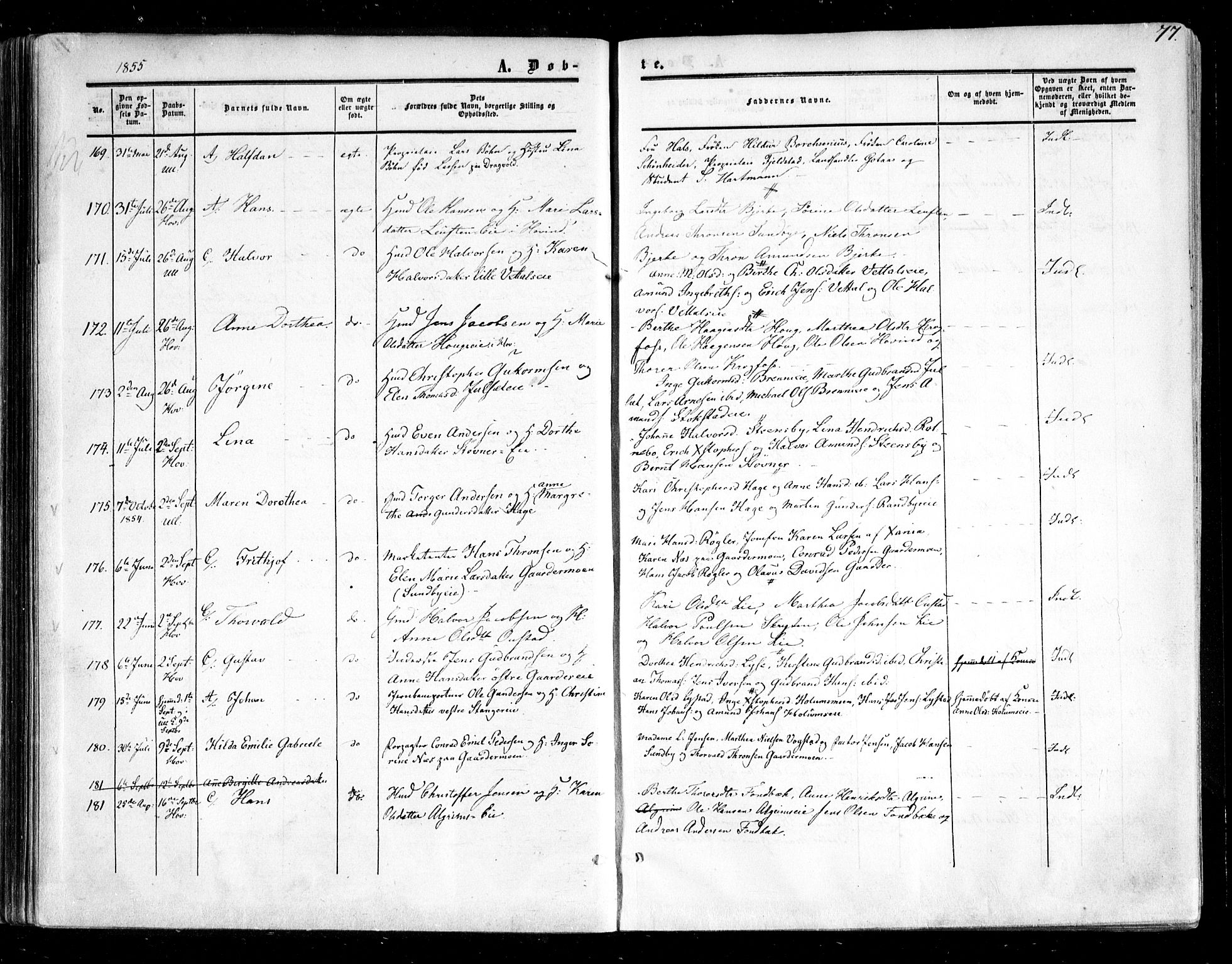 Ullensaker prestekontor Kirkebøker, AV/SAO-A-10236a/F/Fa/L0015.a: Ministerialbok nr. I 15A, 1851-1862, s. 77