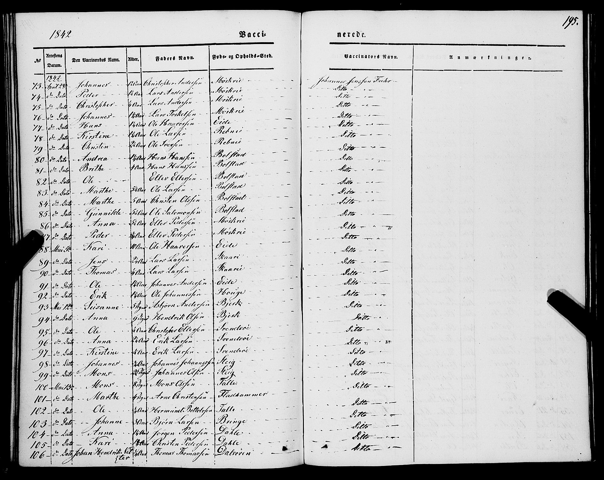 Luster sokneprestembete, AV/SAB-A-81101/H/Haa/Haaa/L0006: Ministerialbok nr. A 6, 1840-1848, s. 195