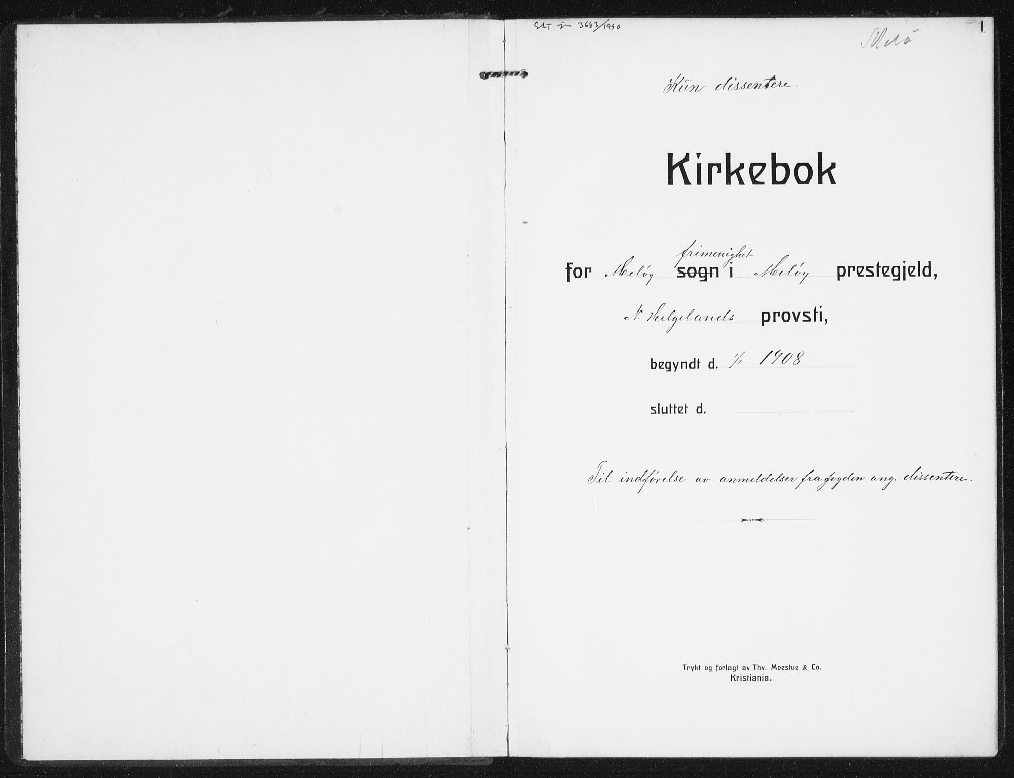 Ministerialprotokoller, klokkerbøker og fødselsregistre - Nordland, SAT/A-1459/843/L0629: Ministerialbok nr. 843A04, 1907-1925, s. 1