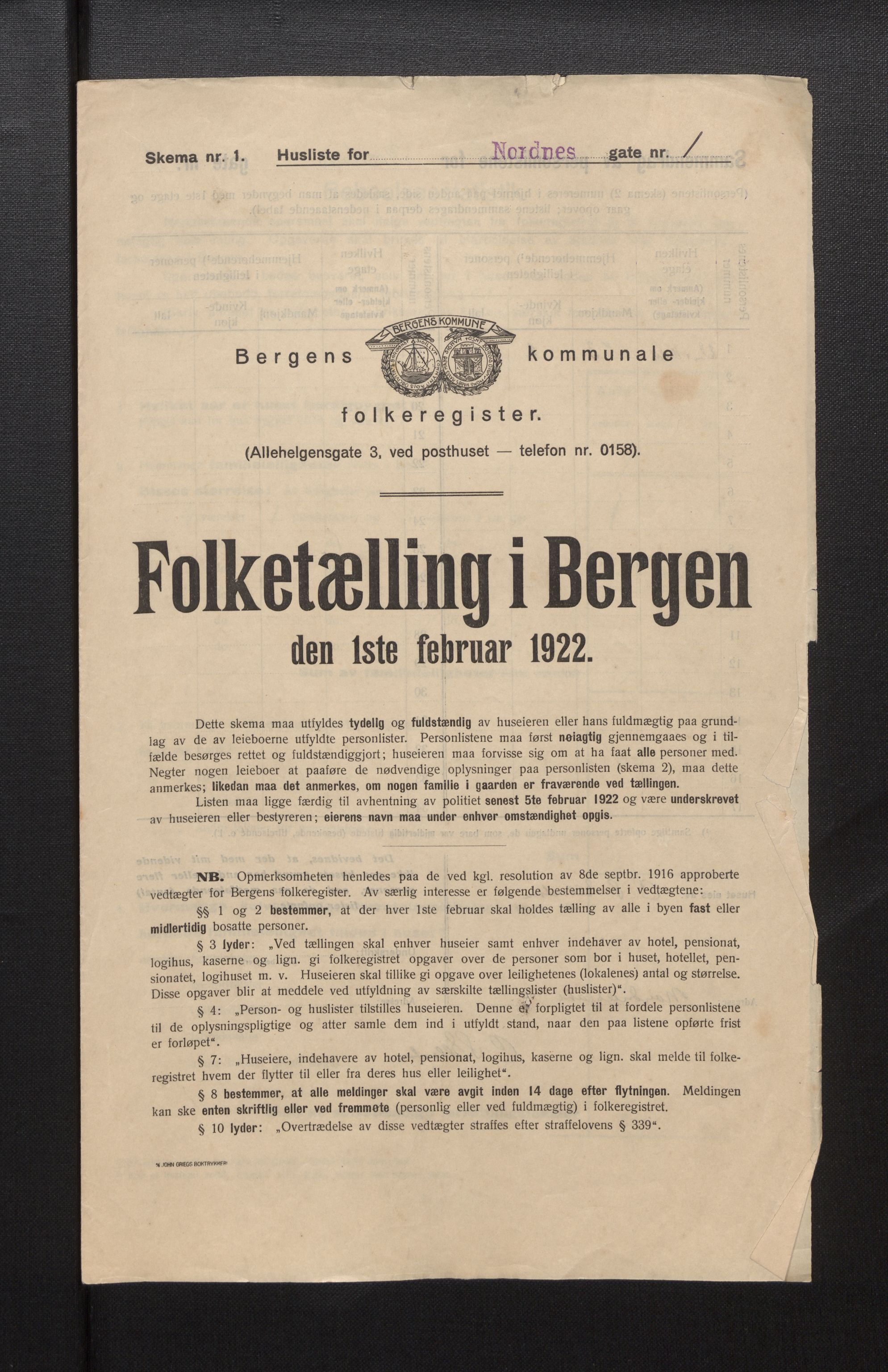 SAB, Kommunal folketelling 1922 for Bergen kjøpstad, 1922, s. 27274