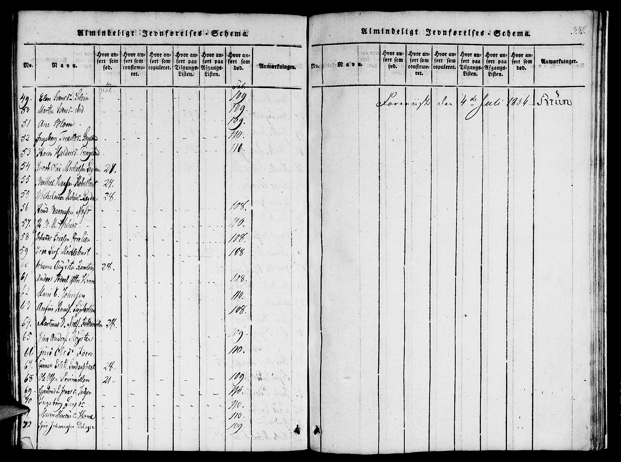 St. Jørgens hospital og Årstad sokneprestembete, AV/SAB-A-99934: Ministerialbok nr. A 3, 1815-1843, s. 332