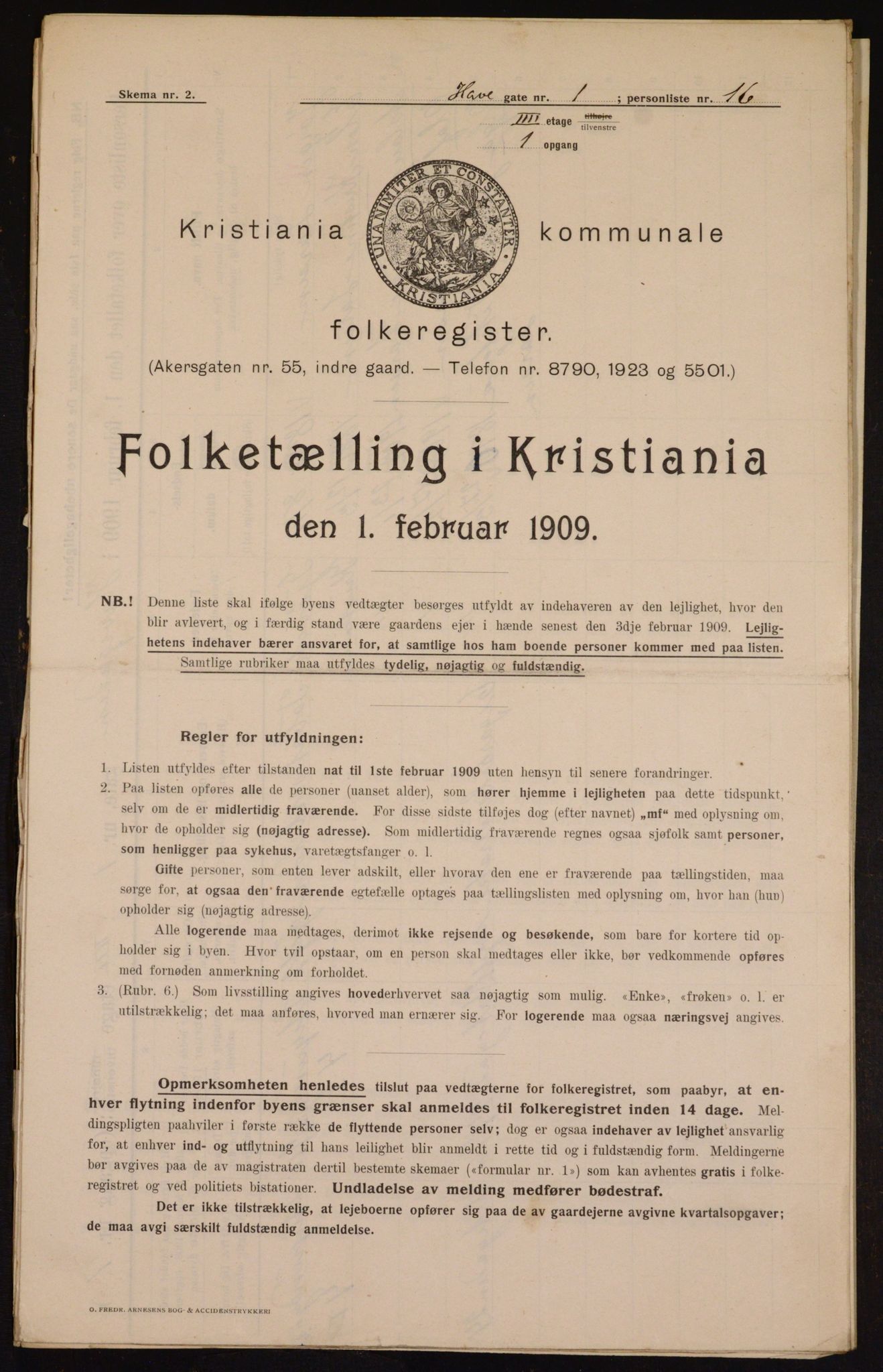 OBA, Kommunal folketelling 1.2.1909 for Kristiania kjøpstad, 1909, s. 30326