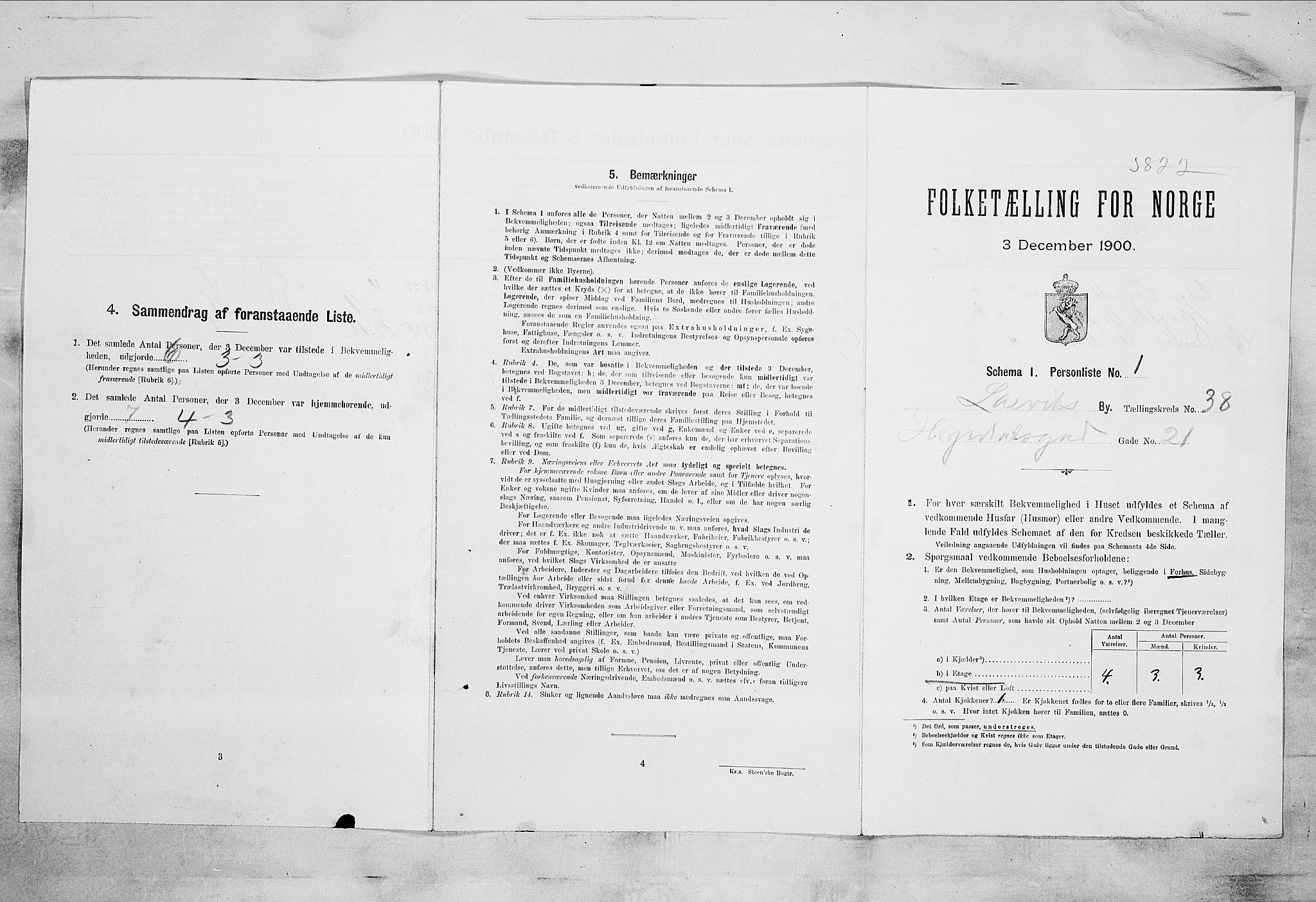 RA, Folketelling 1900 for 0707 Larvik kjøpstad, 1900, s. 5148
