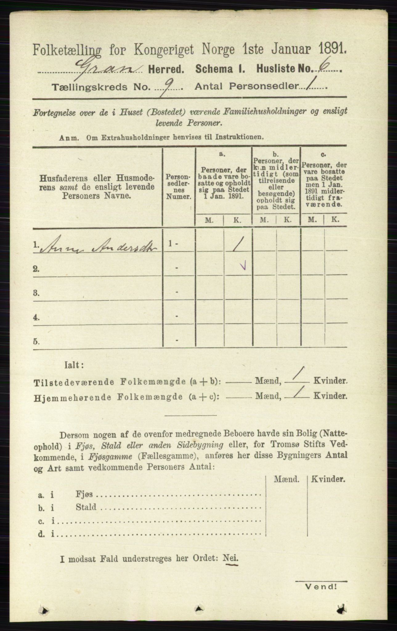 RA, Folketelling 1891 for 0534 Gran herred, 1891, s. 4059