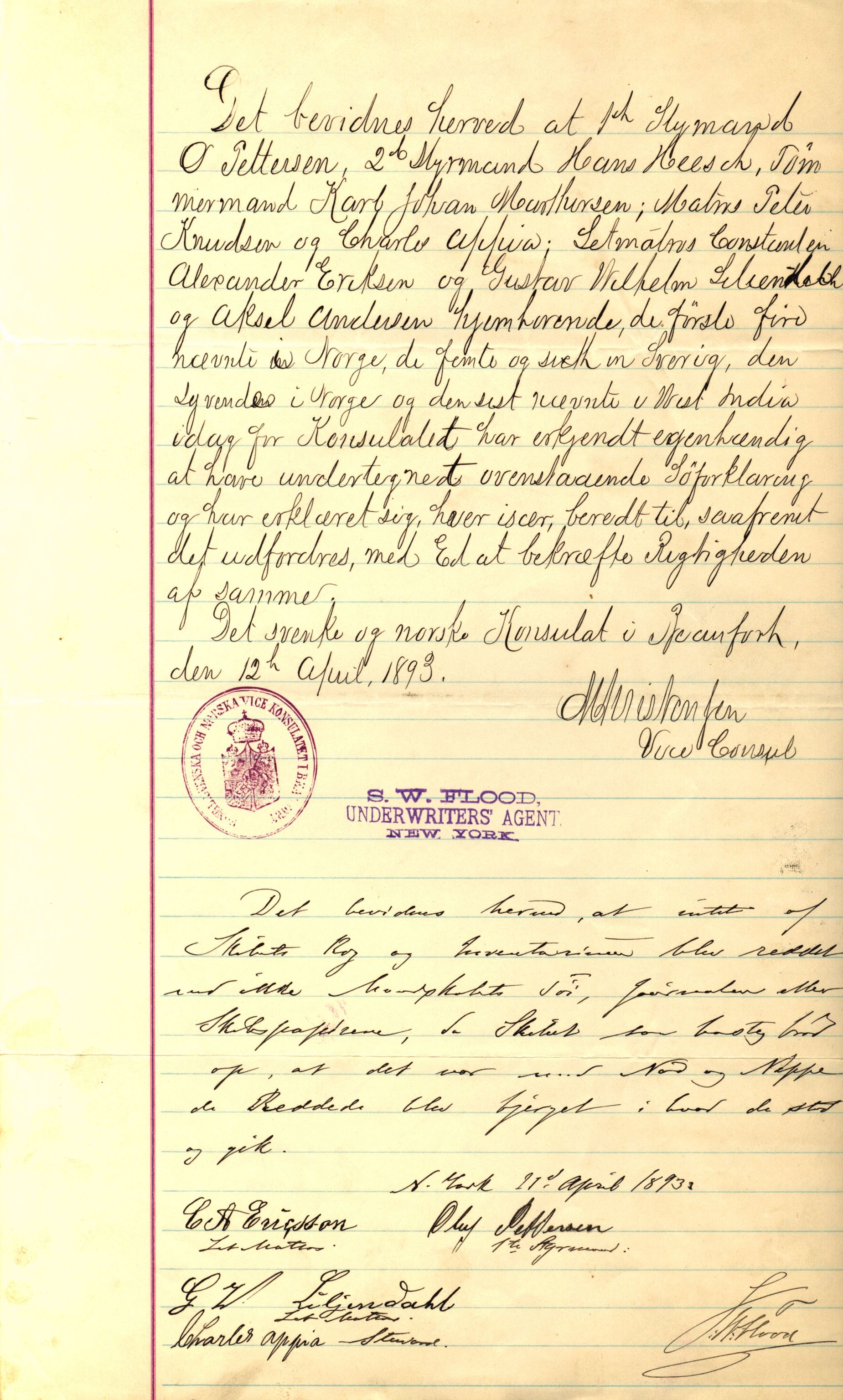 Pa 63 - Østlandske skibsassuranceforening, VEMU/A-1079/G/Ga/L0030/0004: Havaridokumenter / Riga, Punctum, Poseidon, Dovre, Bengal, Maitland, Orient, 1893, s. 23