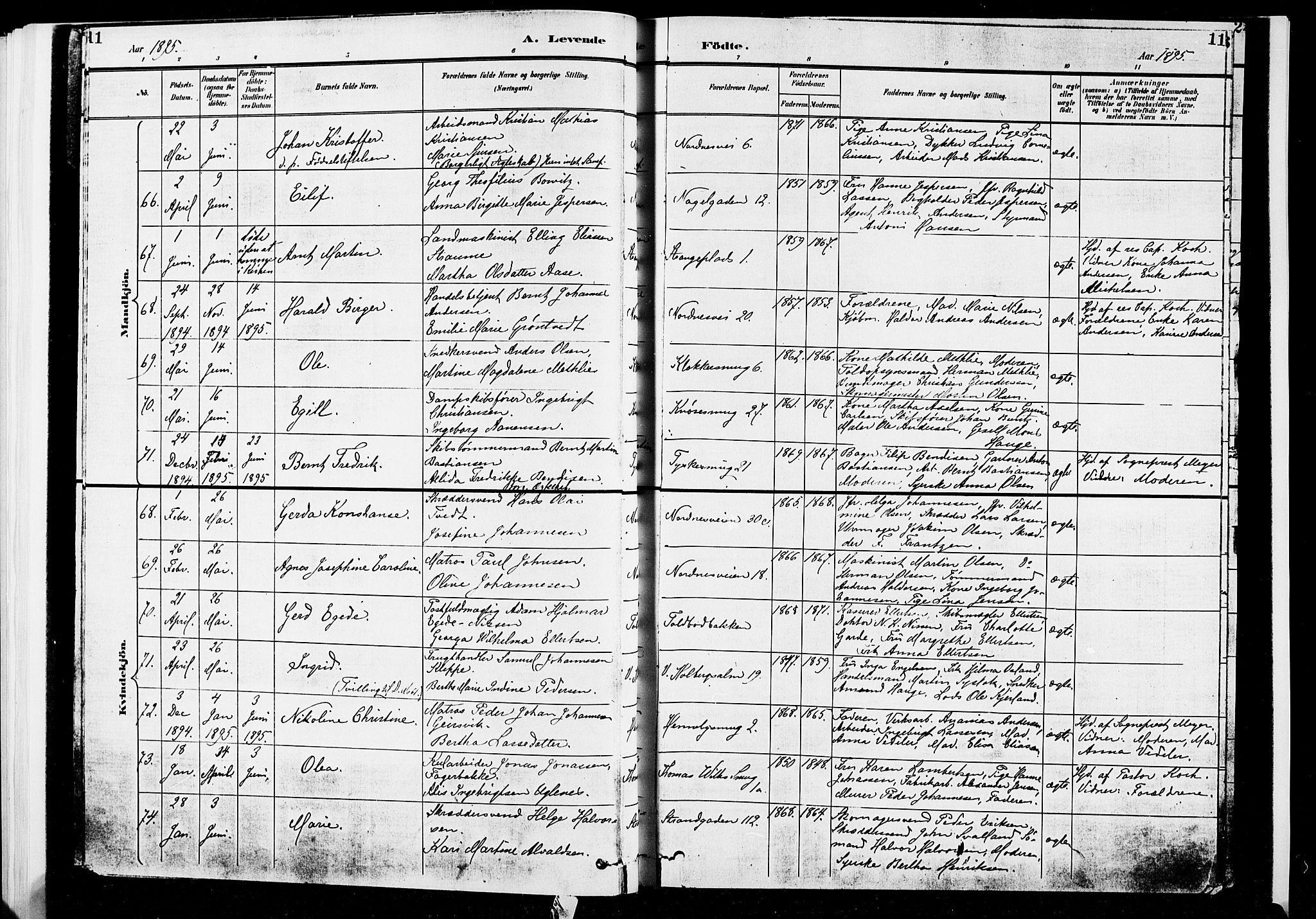Nykirken Sokneprestembete, AV/SAB-A-77101/H/Hab: Klokkerbok nr. B 3, 1895-1899, s. 11
