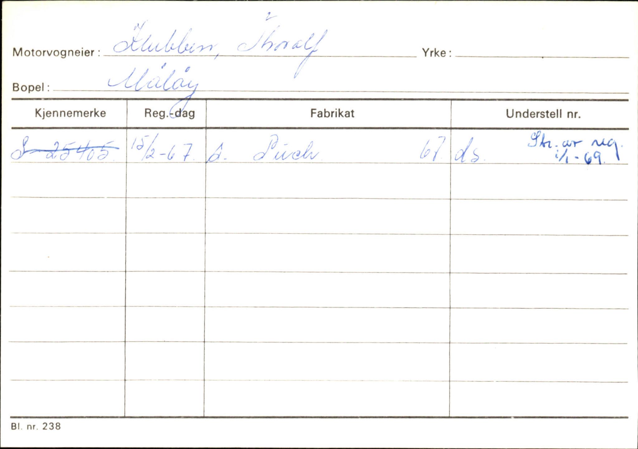 Statens vegvesen, Sogn og Fjordane vegkontor, AV/SAB-A-5301/4/F/L0144: Registerkort Vågsøy A-R, 1945-1975, s. 1304