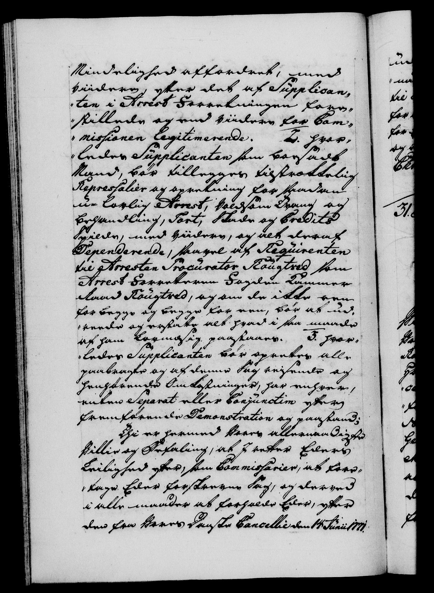 Danske Kanselli 1572-1799, AV/RA-EA-3023/F/Fc/Fca/Fcab/L0040: Norske tegnelser "Norske eller 3. depts. missiver", 1771-1773, s. 164b