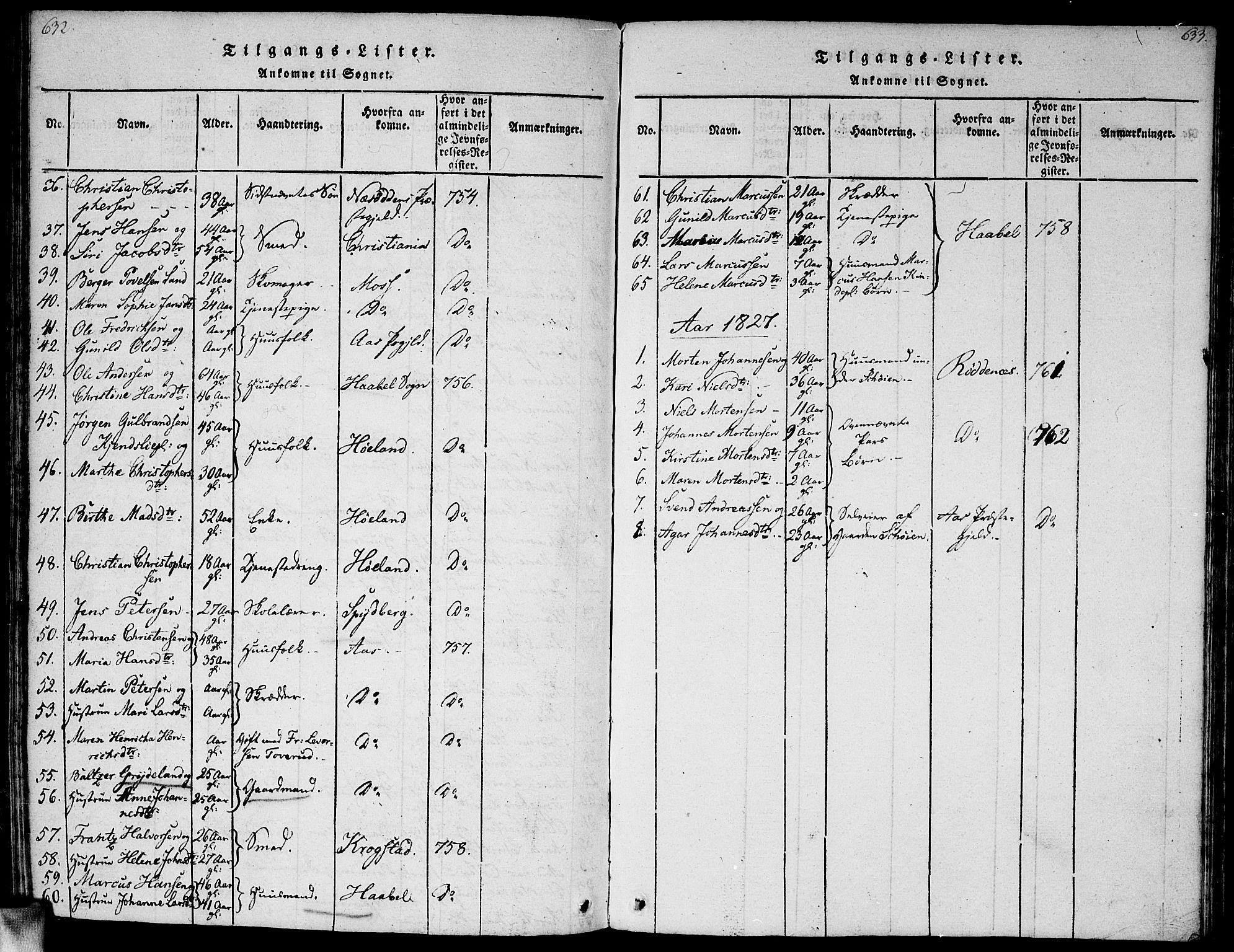 Vestby prestekontor Kirkebøker, SAO/A-10893/G/Ga/L0001: Klokkerbok nr. I 1, 1814-1827, s. 632-633