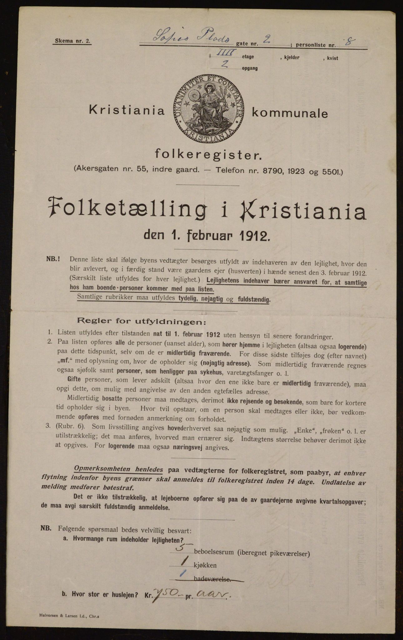 OBA, Kommunal folketelling 1.2.1912 for Kristiania, 1912, s. 99693