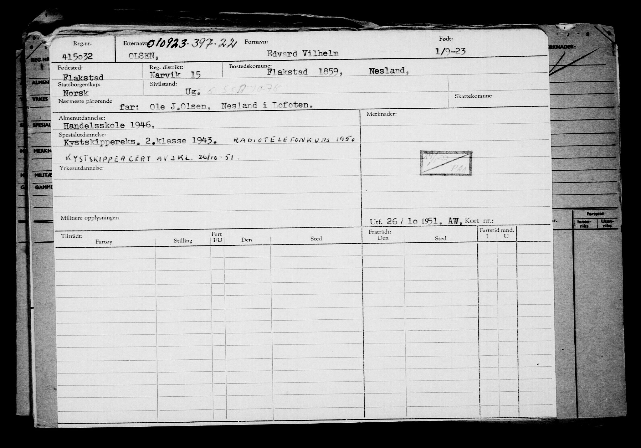 Direktoratet for sjømenn, AV/RA-S-3545/G/Gb/L0222: Hovedkort, 1923, s. 469