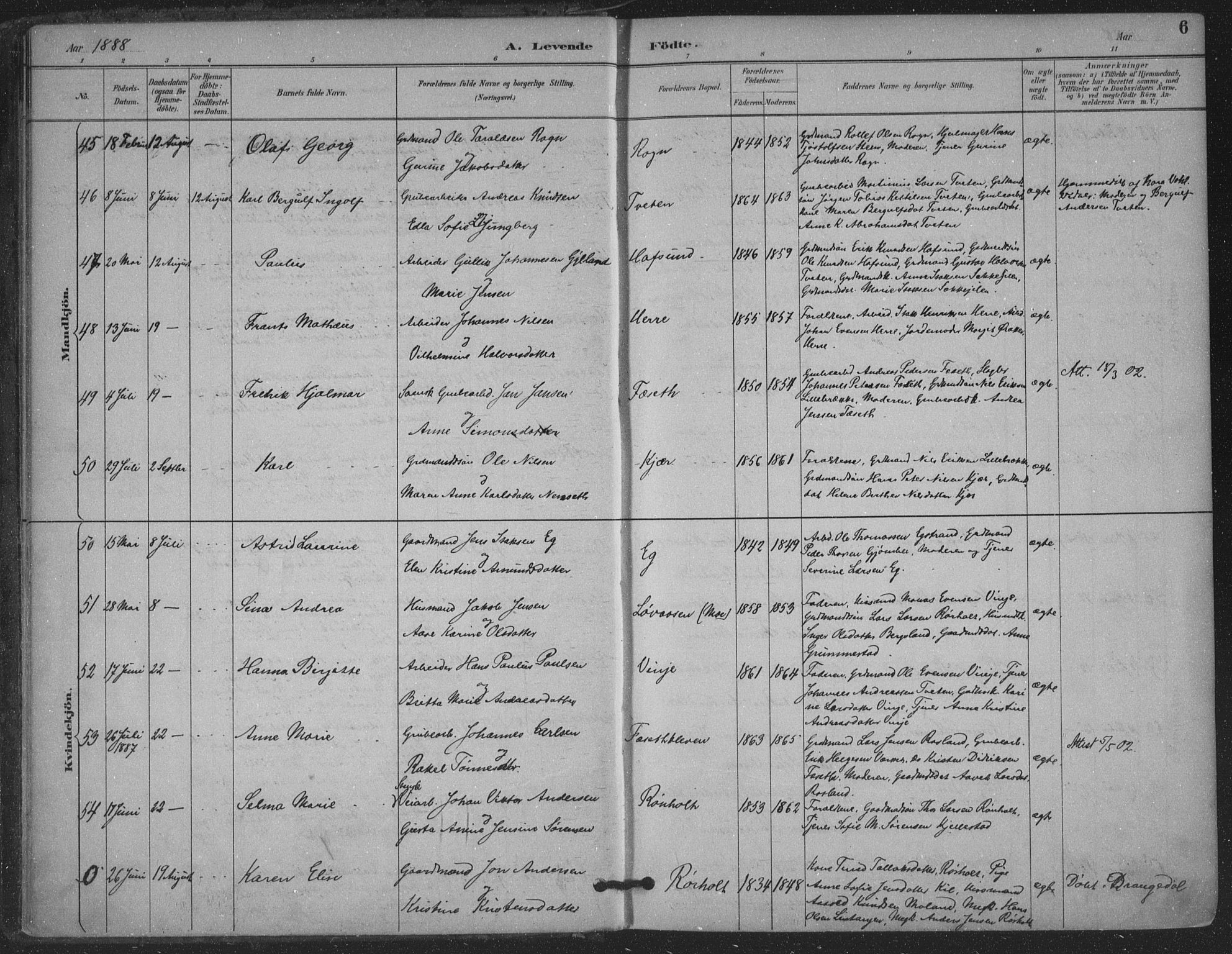 Bamble kirkebøker, AV/SAKO-A-253/F/Fa/L0008: Ministerialbok nr. I 8, 1888-1900, s. 6
