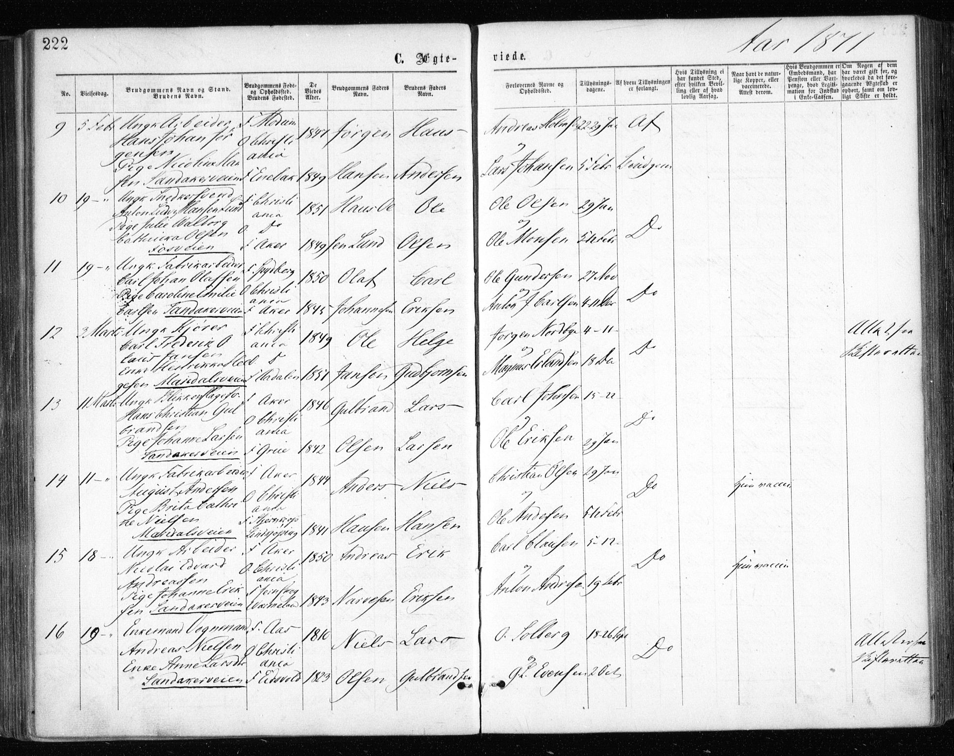 Gamle Aker prestekontor Kirkebøker, SAO/A-10617a/F/L0003: Ministerialbok nr. 3, 1865-1873, s. 222