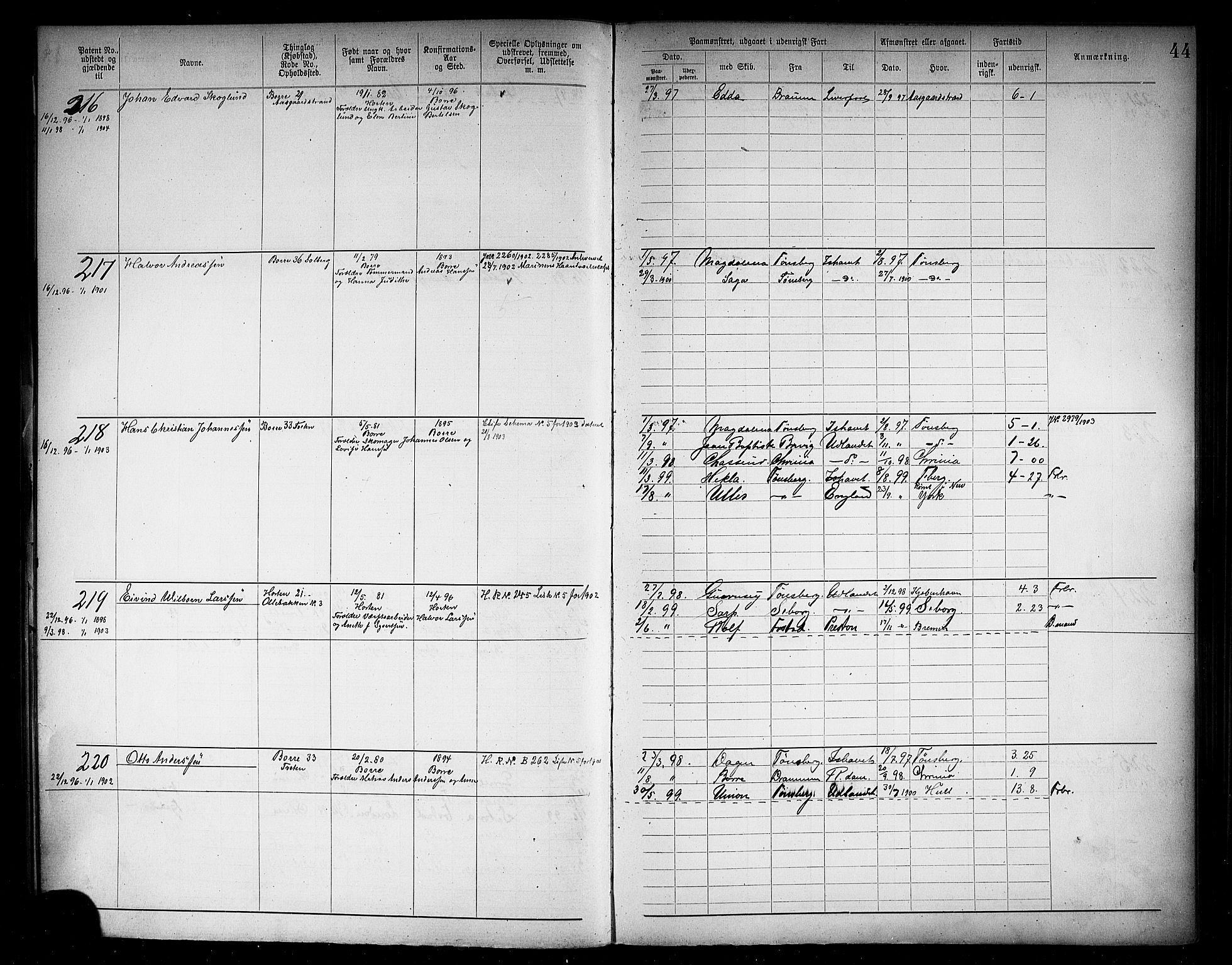 Horten innrulleringskontor, AV/SAKO-A-785/F/Fb/L0006: Annotasjonsrulle, 1889-1911, s. 47