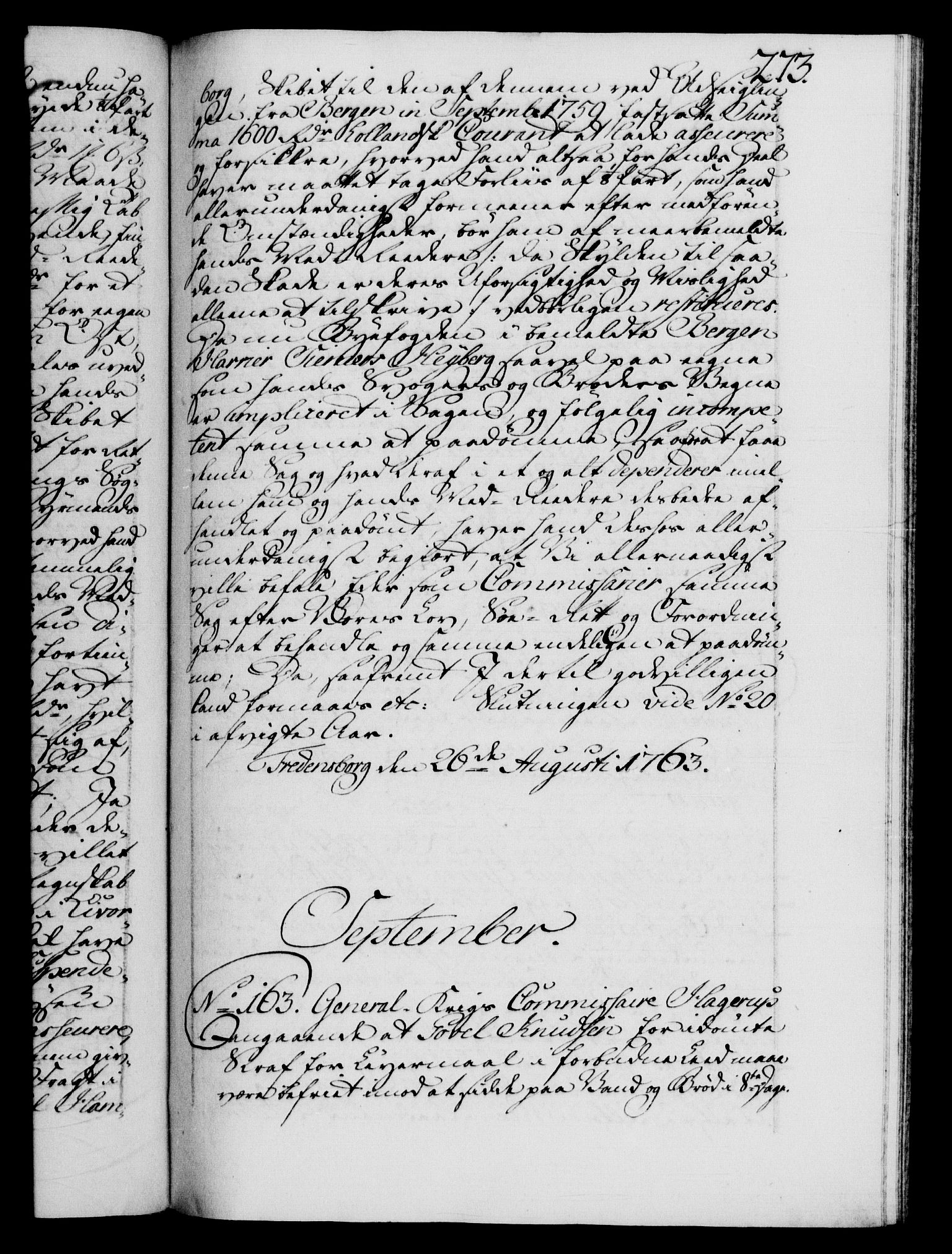 Danske Kanselli 1572-1799, RA/EA-3023/F/Fc/Fca/Fcab/L0037: Norske tegnelser, 1762-1766, s. 273a