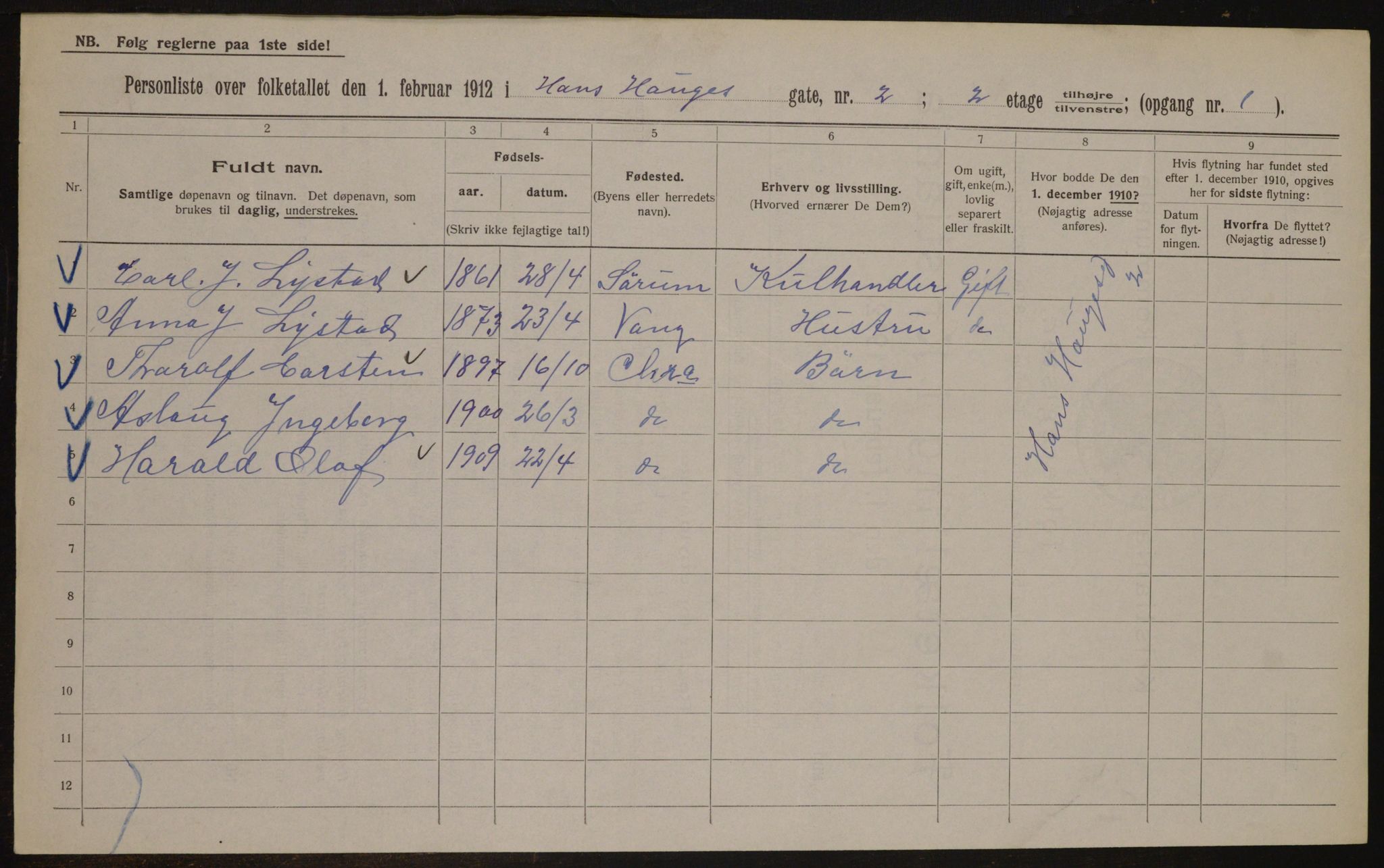 OBA, Kommunal folketelling 1.2.1912 for Kristiania, 1912, s. 34692