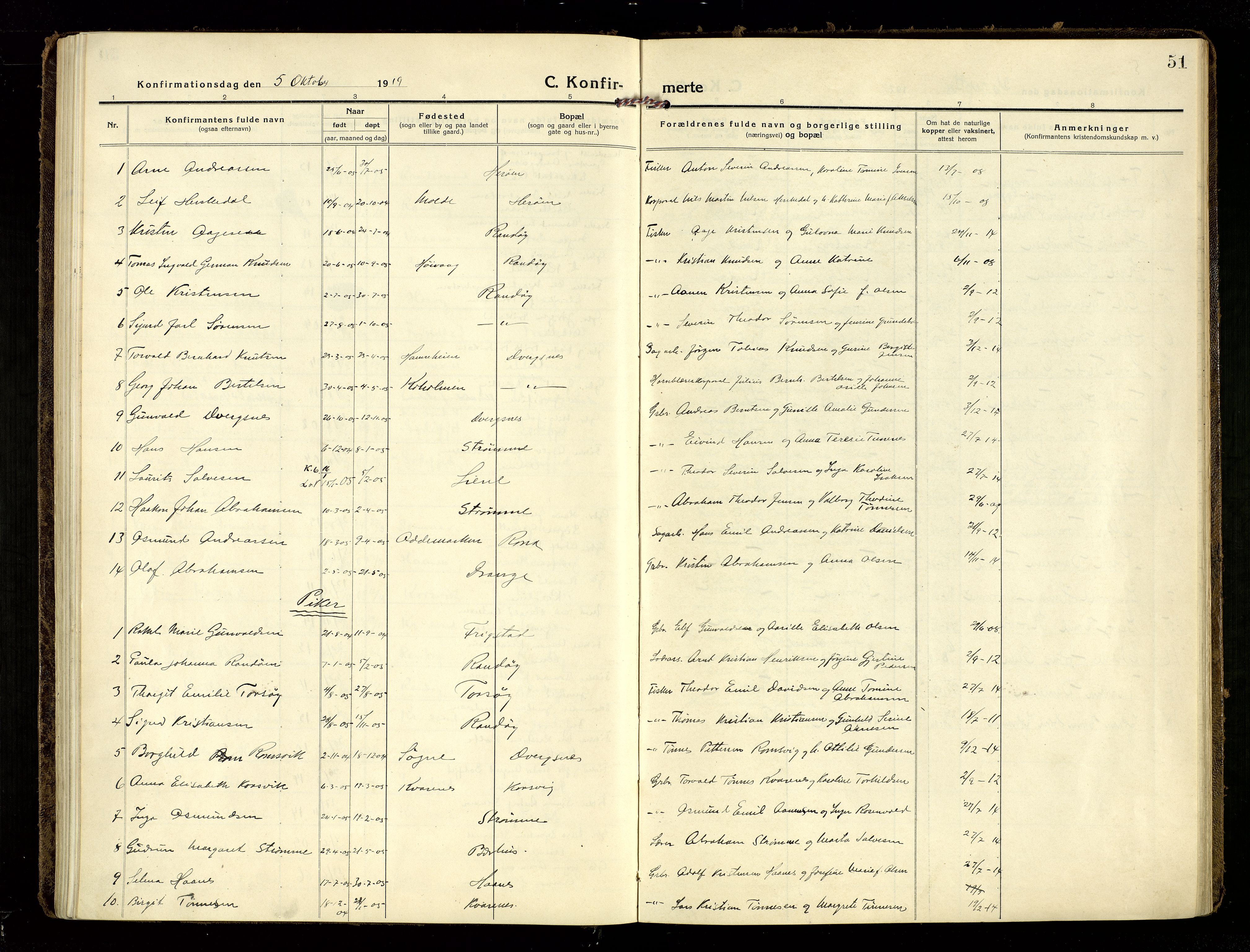 Oddernes sokneprestkontor, SAK/1111-0033/F/Fa/Fab/L0004: Ministerialbok nr. A 4, 1916-1935, s. 51