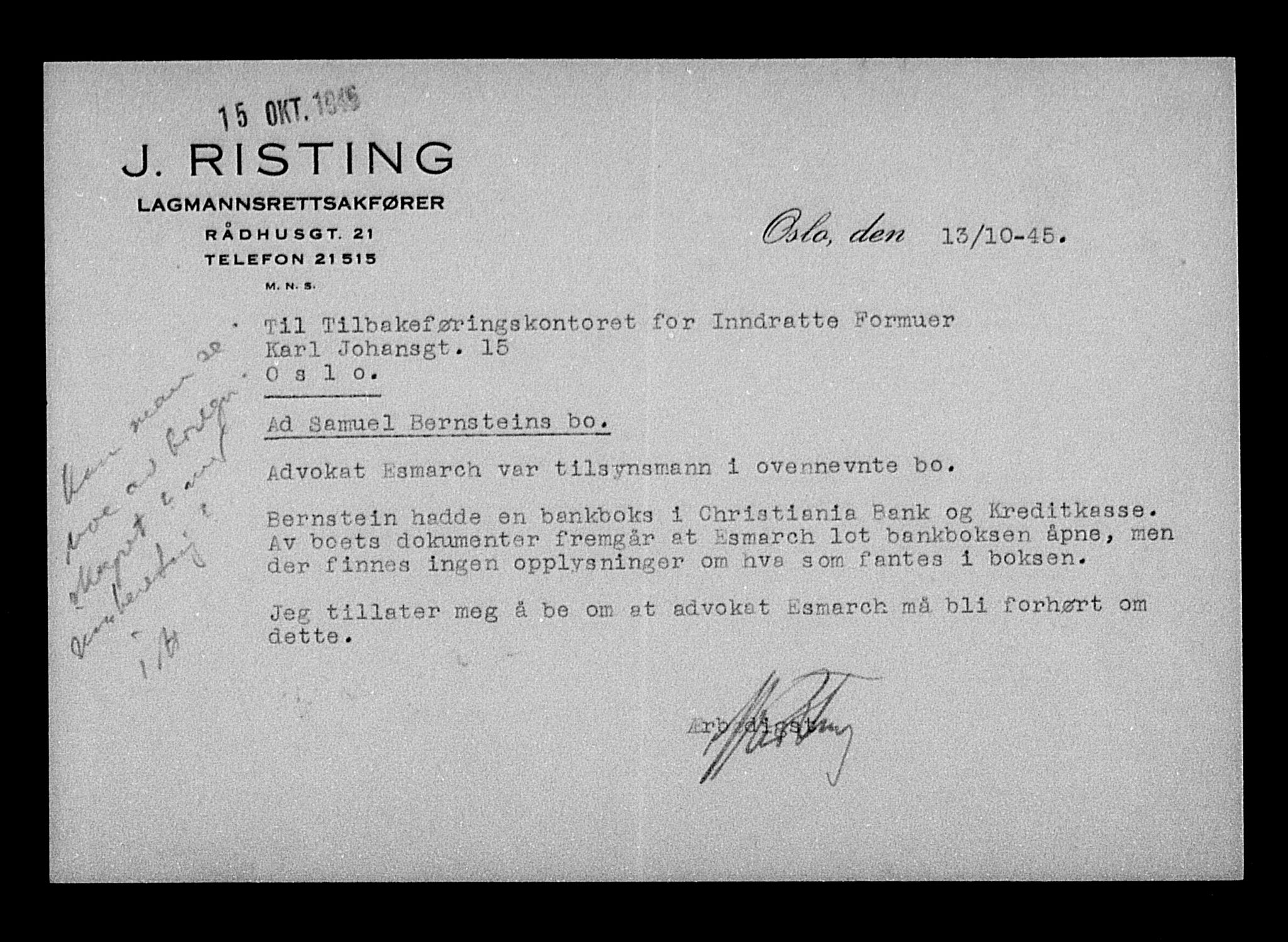 Justisdepartementet, Tilbakeføringskontoret for inndratte formuer, AV/RA-S-1564/H/Hc/Hcc/L0923: --, 1945-1947, s. 625