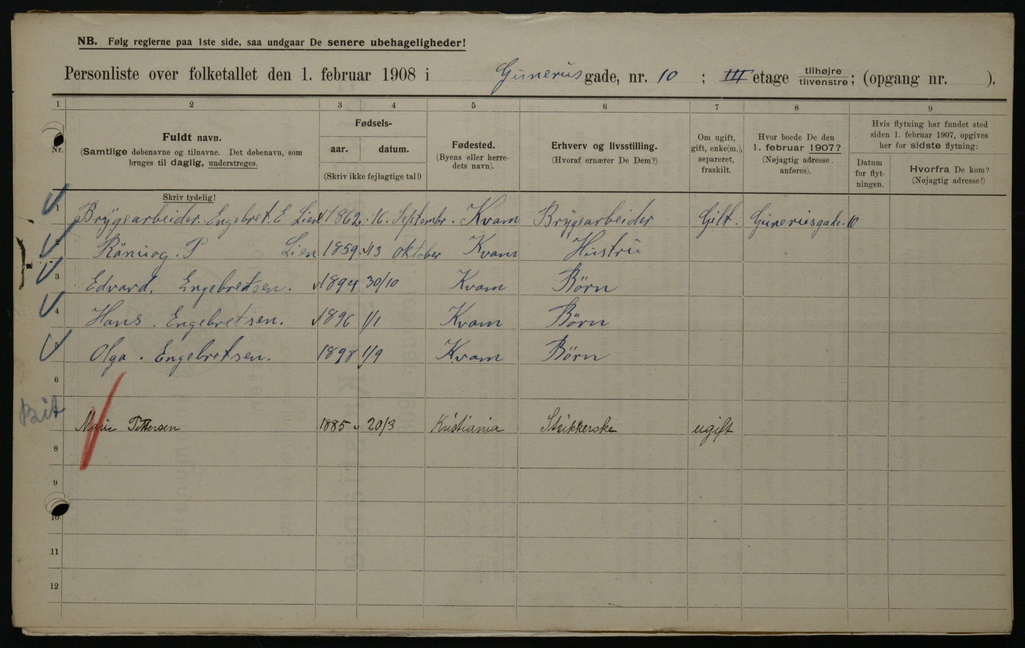OBA, Kommunal folketelling 1.2.1908 for Kristiania kjøpstad, 1908, s. 5159