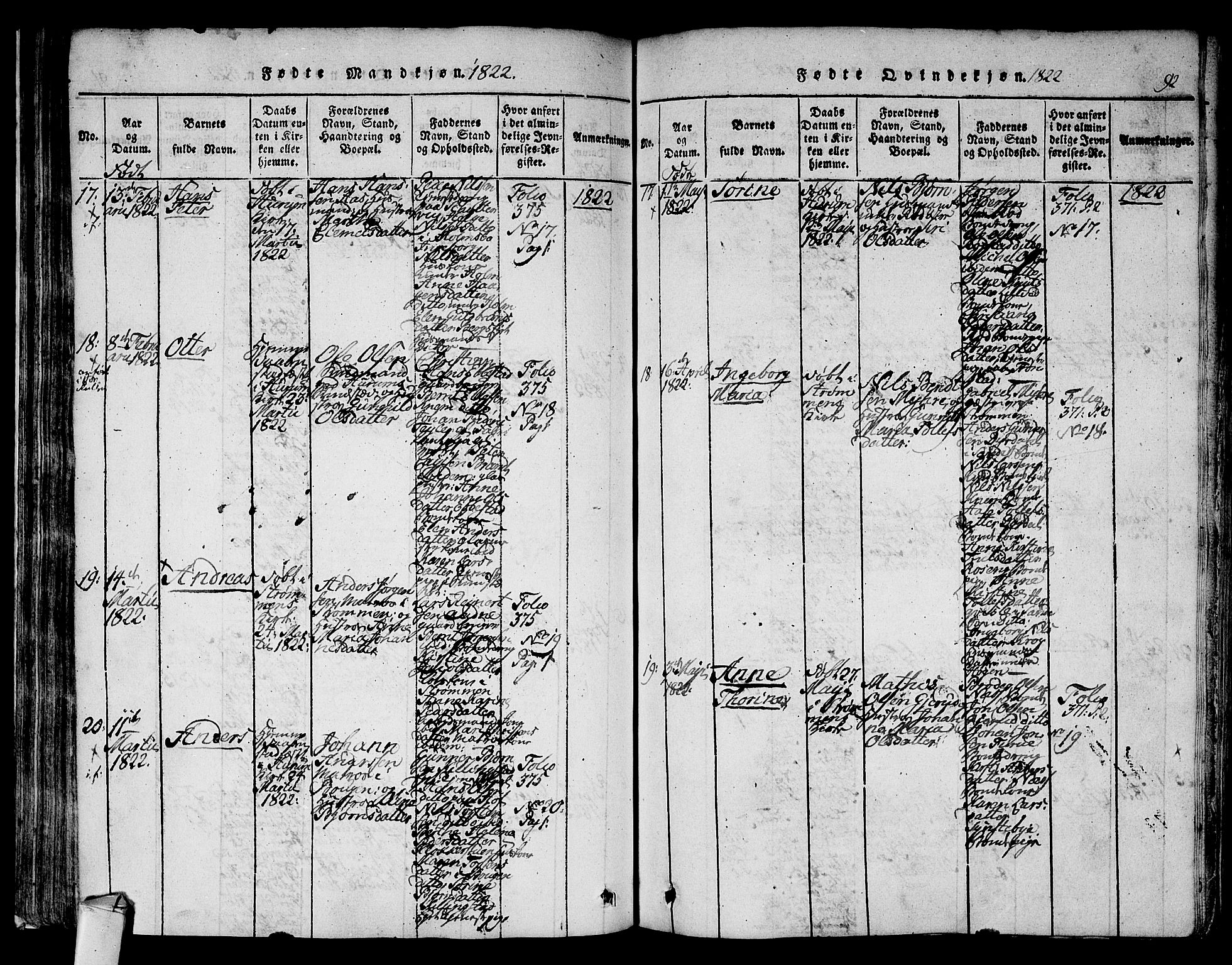 Hurum kirkebøker, SAKO/A-229/F/Fa/L0009: Ministerialbok nr. 9, 1816-1826, s. 92