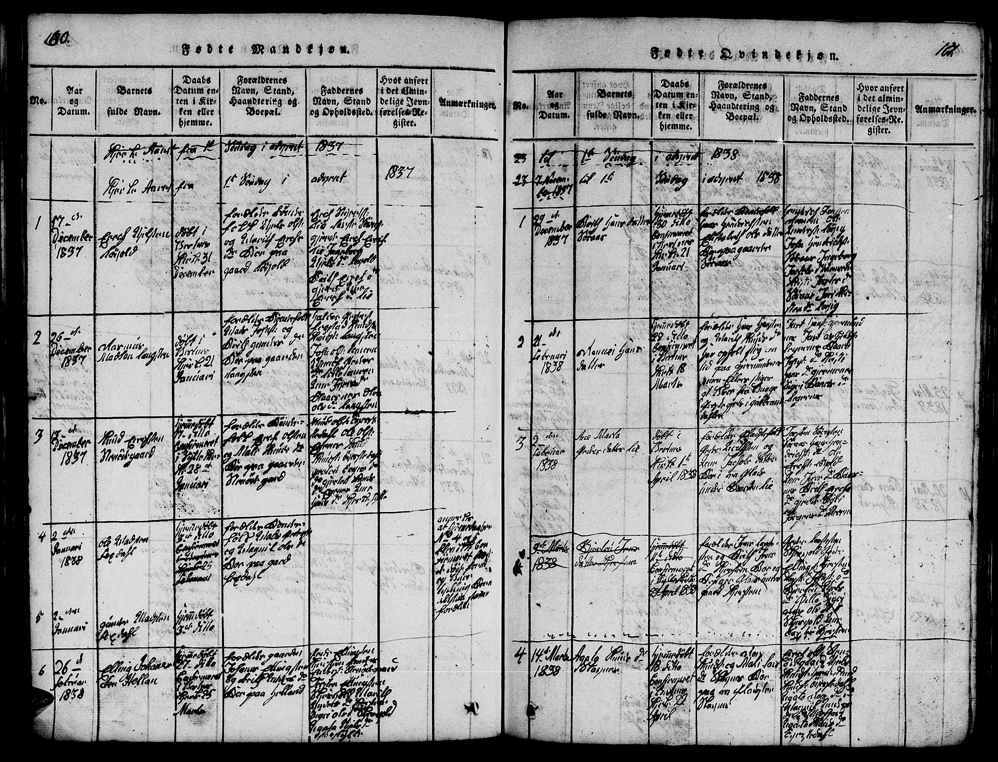 Ministerialprotokoller, klokkerbøker og fødselsregistre - Møre og Romsdal, SAT/A-1454/539/L0535: Klokkerbok nr. 539C01, 1818-1842, s. 160-161