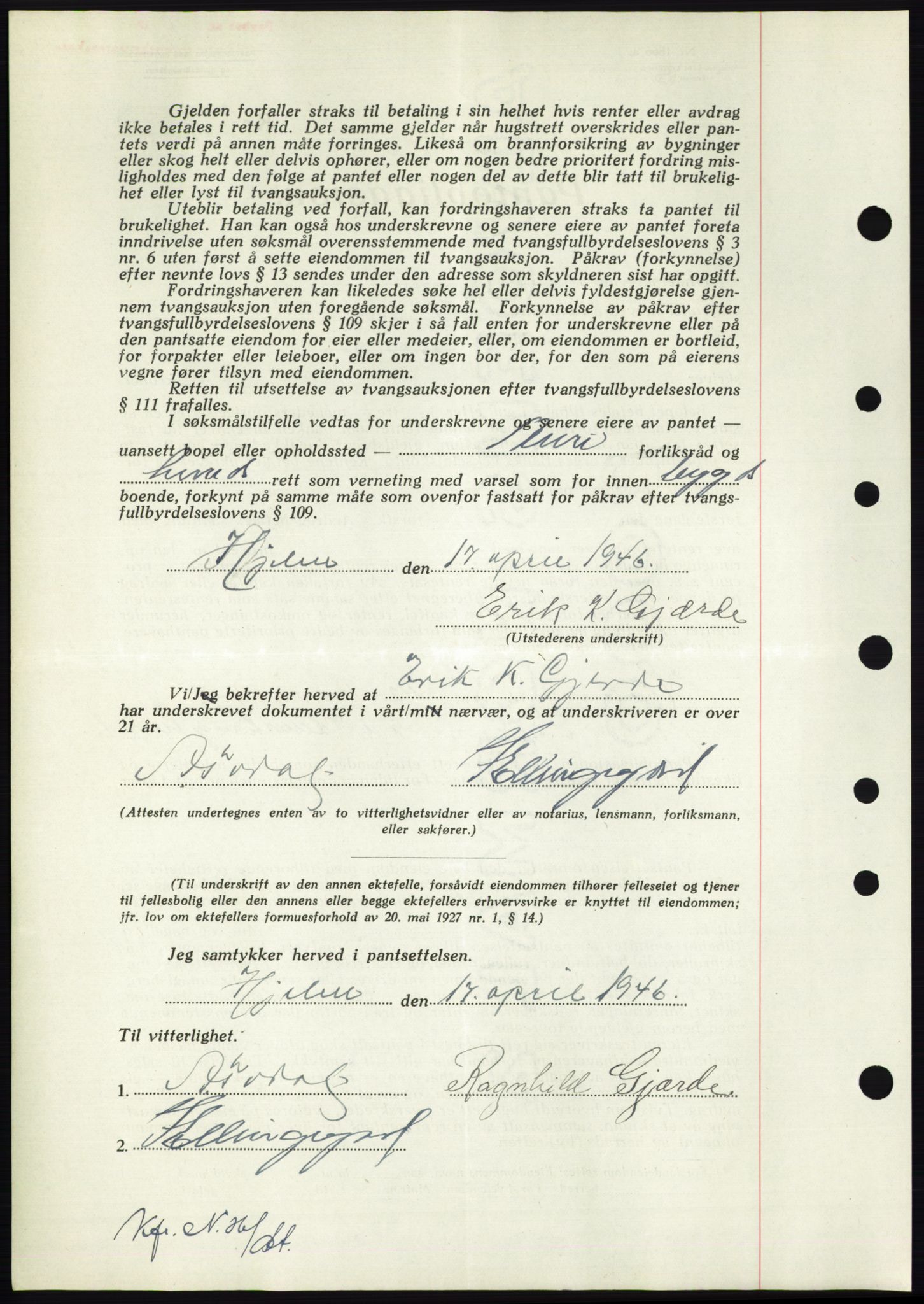 Nordmøre sorenskriveri, AV/SAT-A-4132/1/2/2Ca: Pantebok nr. B93b, 1946-1946, Dagboknr: 691/1946