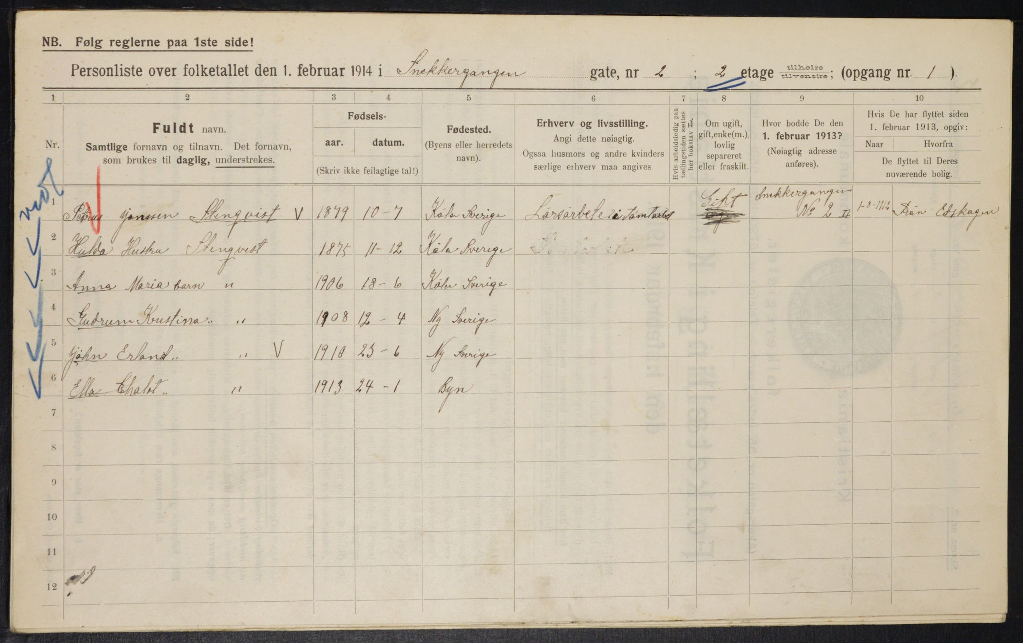 OBA, Kommunal folketelling 1.2.1914 for Kristiania, 1914, s. 97813