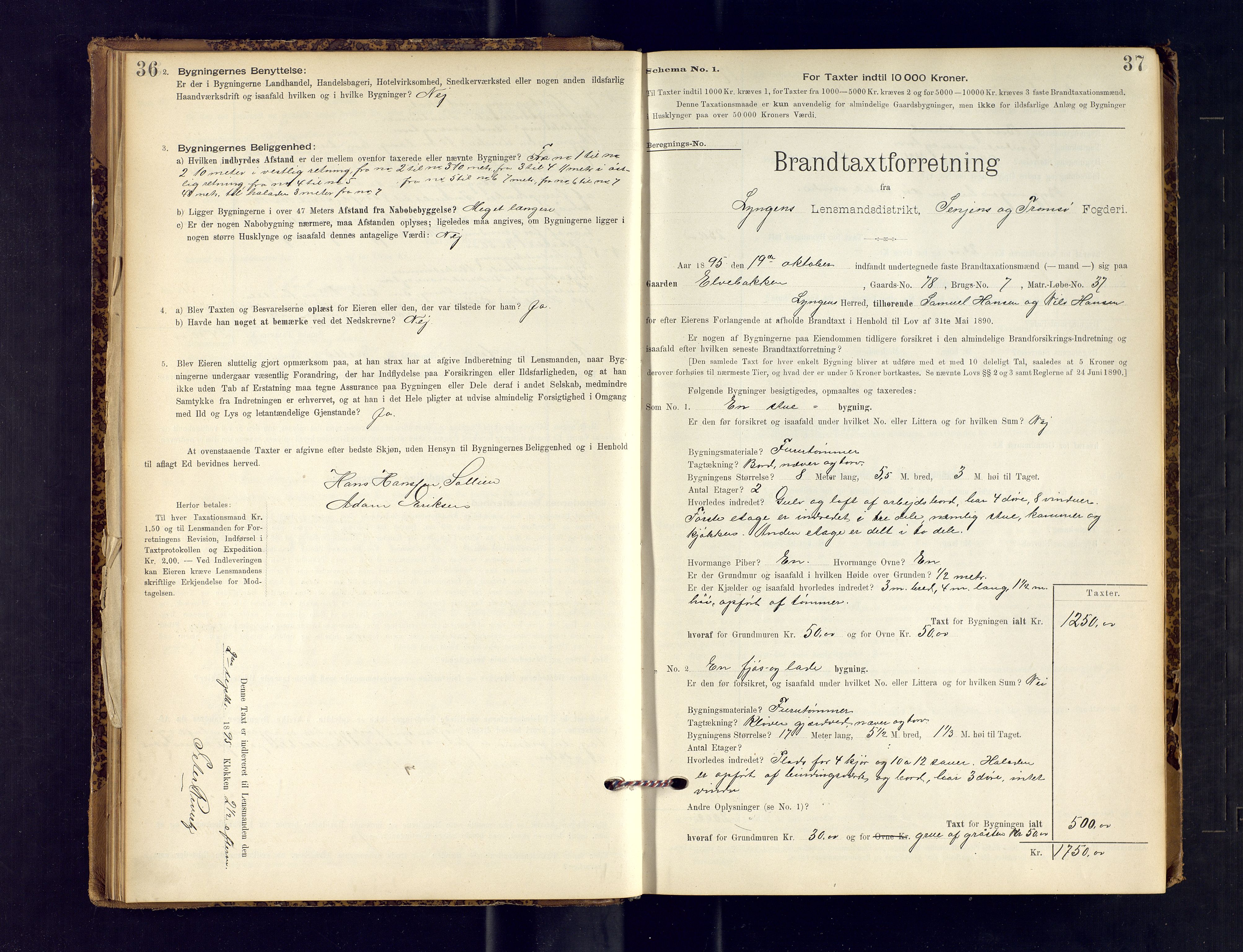 Lyngen lensmannskontor, AV/SATØ-SATO-99/F/Fm/Fmb/L0115: Branntakstprotokoller, 1894-1905, s. 36-37