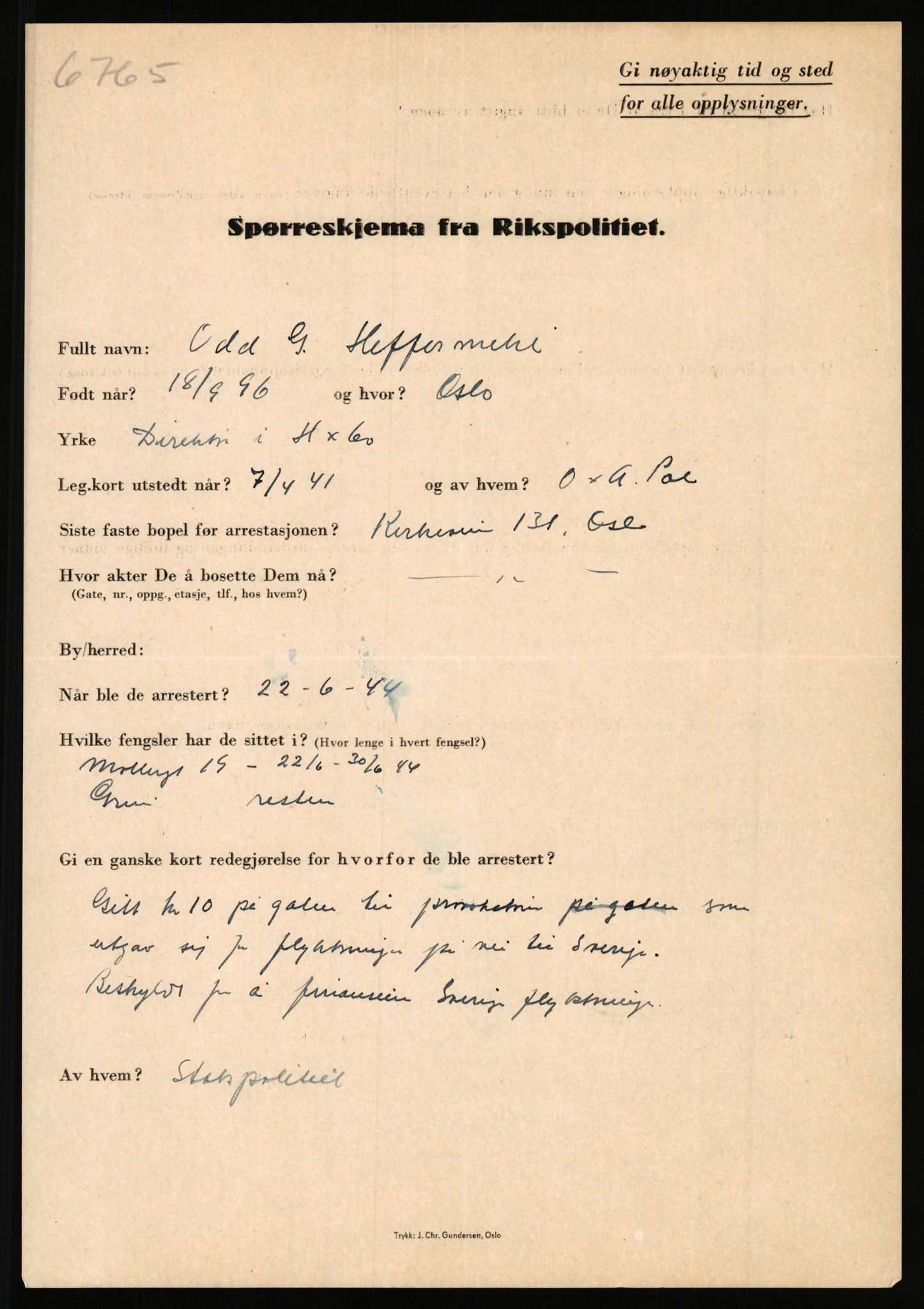 Rikspolitisjefen, AV/RA-S-1560/L/L0006: Hansen, Adolf Boye - Hemstad, Gunnar, 1940-1945, s. 903