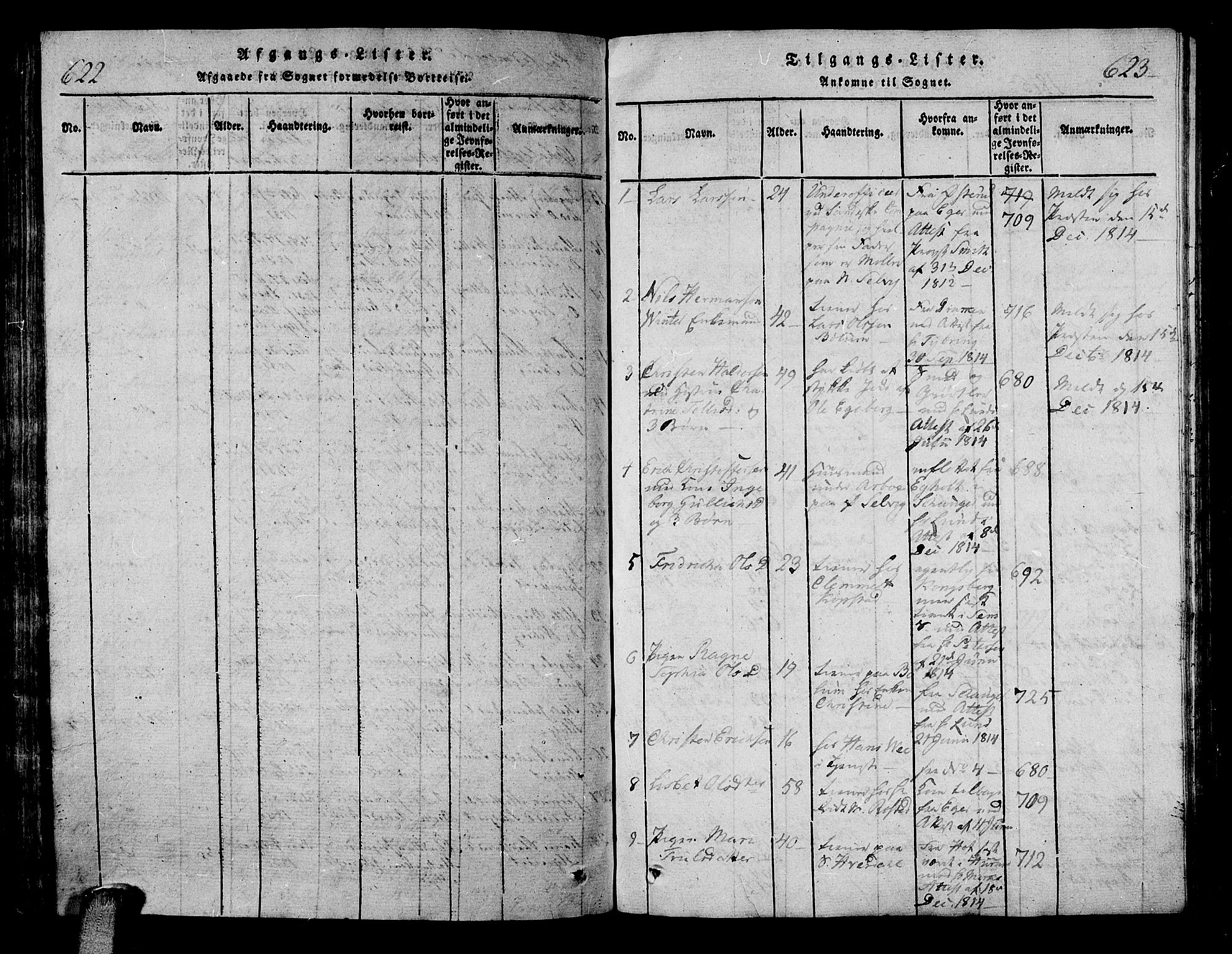 Sande Kirkebøker, AV/SAKO-A-53/G/Ga/L0001: Klokkerbok nr. 1, 1814-1847, s. 622-623