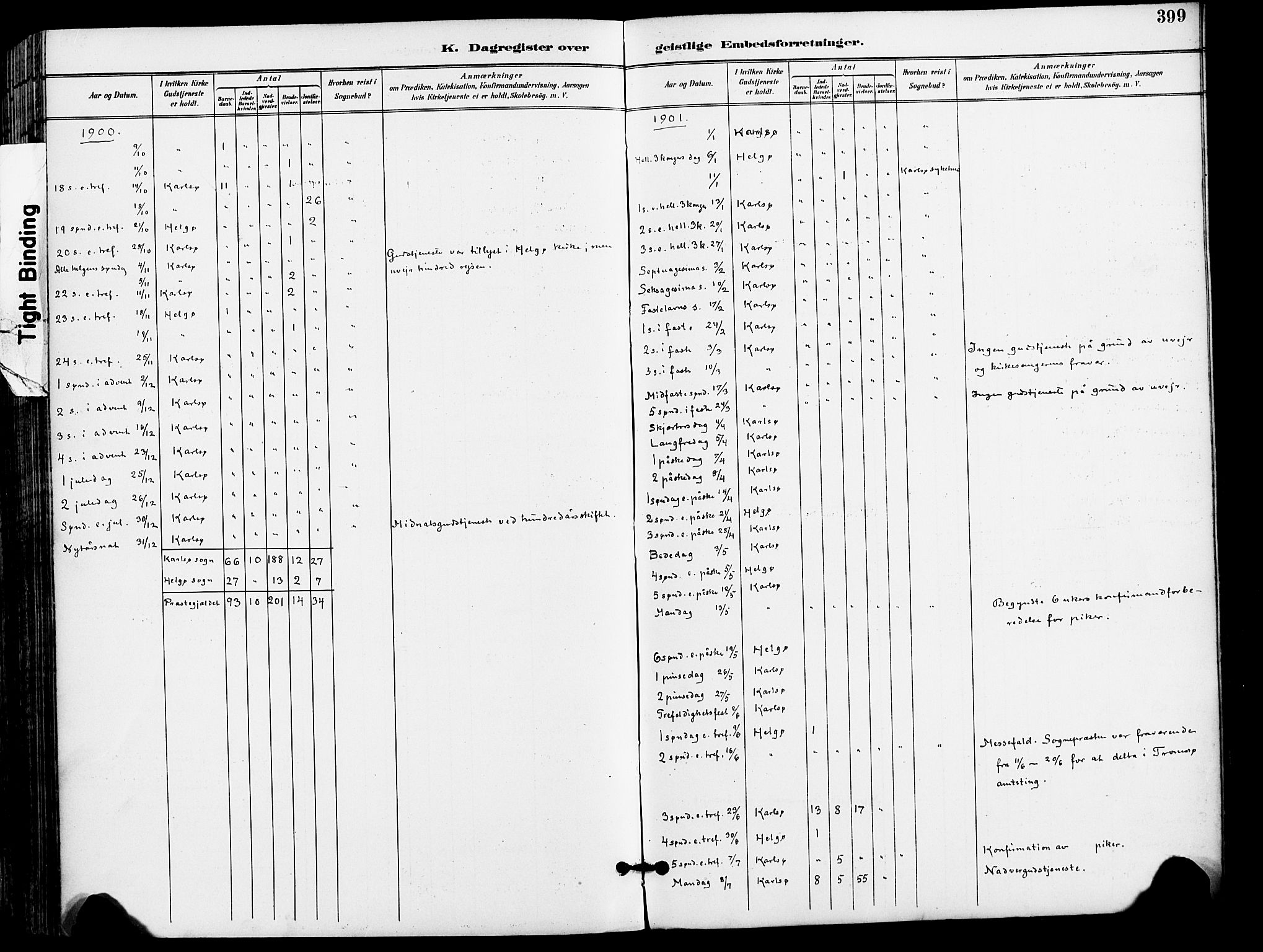 Karlsøy sokneprestembete, AV/SATØ-S-1299/H/Ha/Haa/L0007kirke: Ministerialbok nr. 7, 1891-1902, s. 399