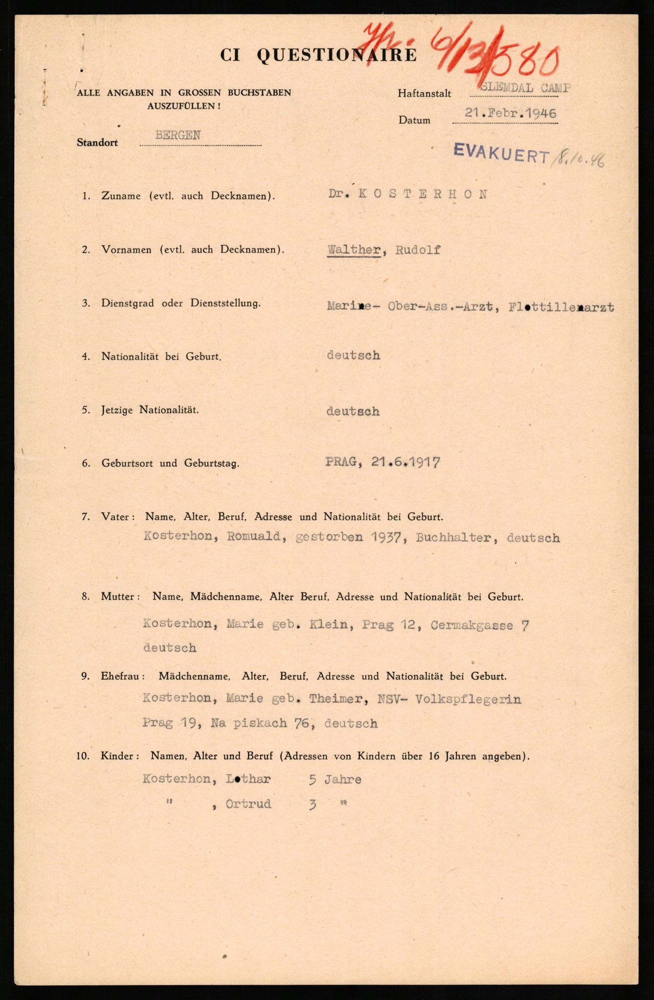 Forsvaret, Forsvarets overkommando II, AV/RA-RAFA-3915/D/Db/L0017: CI Questionaires. Tyske okkupasjonsstyrker i Norge. Tyskere., 1945-1946, s. 514