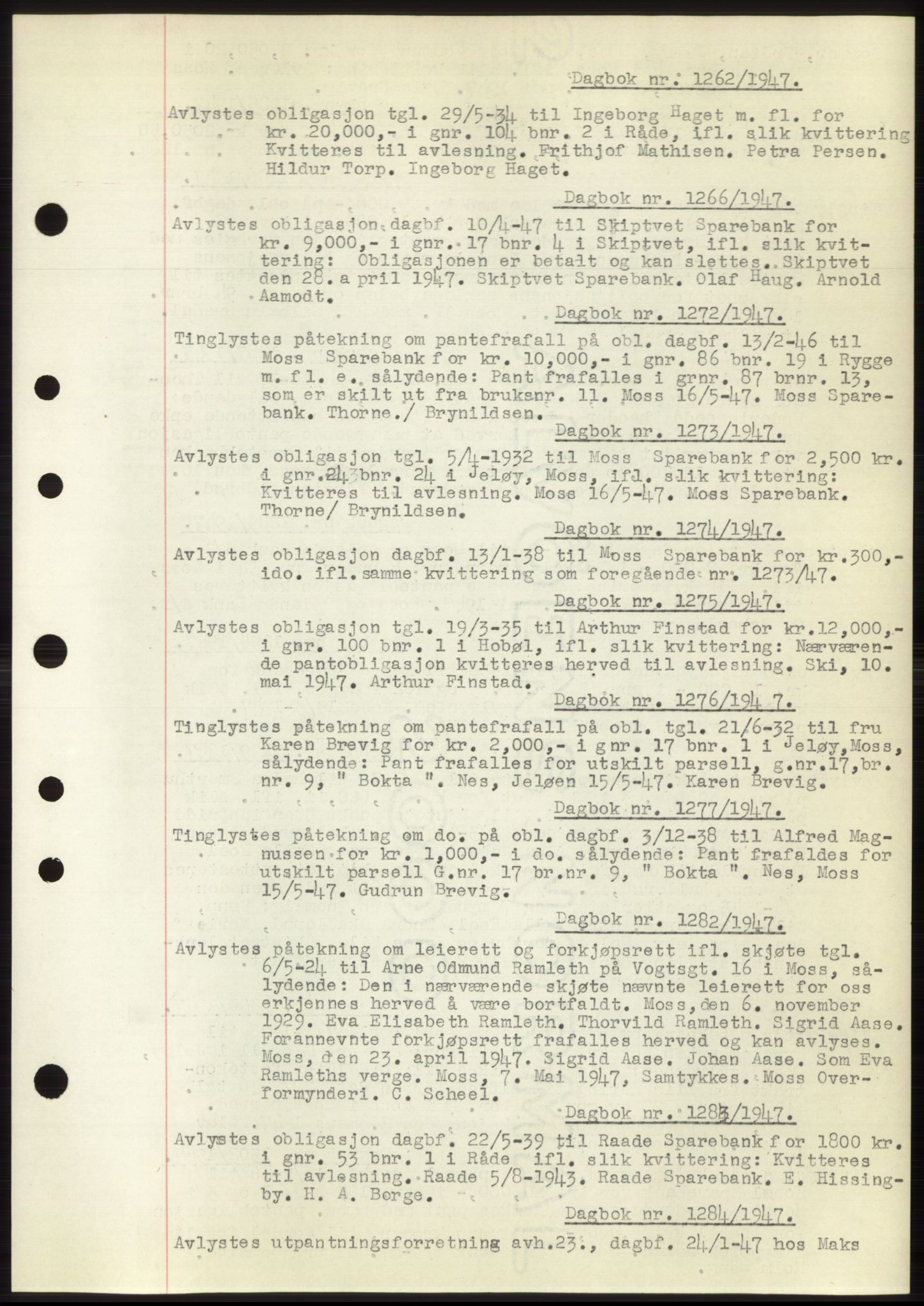 Moss sorenskriveri, SAO/A-10168: Pantebok nr. C10, 1938-1950, Dagboknr: 1262/1947