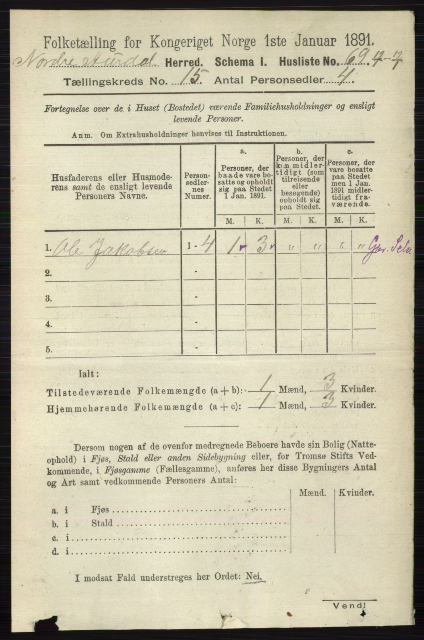 RA, Folketelling 1891 for 0542 Nord-Aurdal herred, 1891, s. 5738