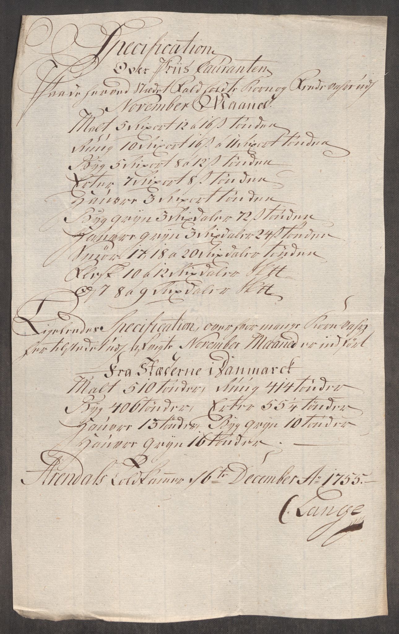 Rentekammeret inntil 1814, Realistisk ordnet avdeling, RA/EA-4070/Oe/L0005: [Ø1]: Priskuranter, 1753-1757, s. 554