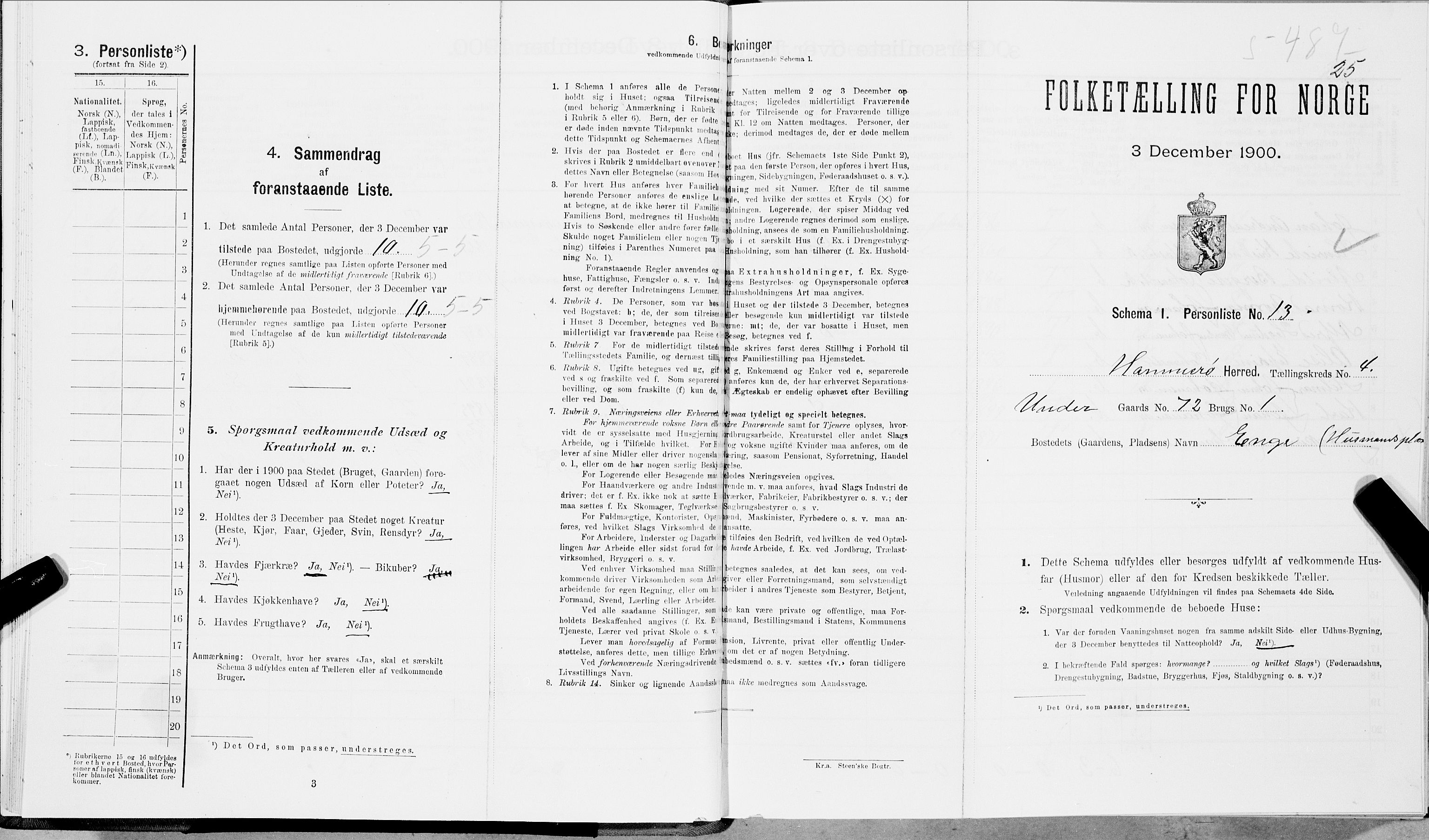 SAT, Folketelling 1900 for 1849 Hamarøy herred, 1900, s. 514