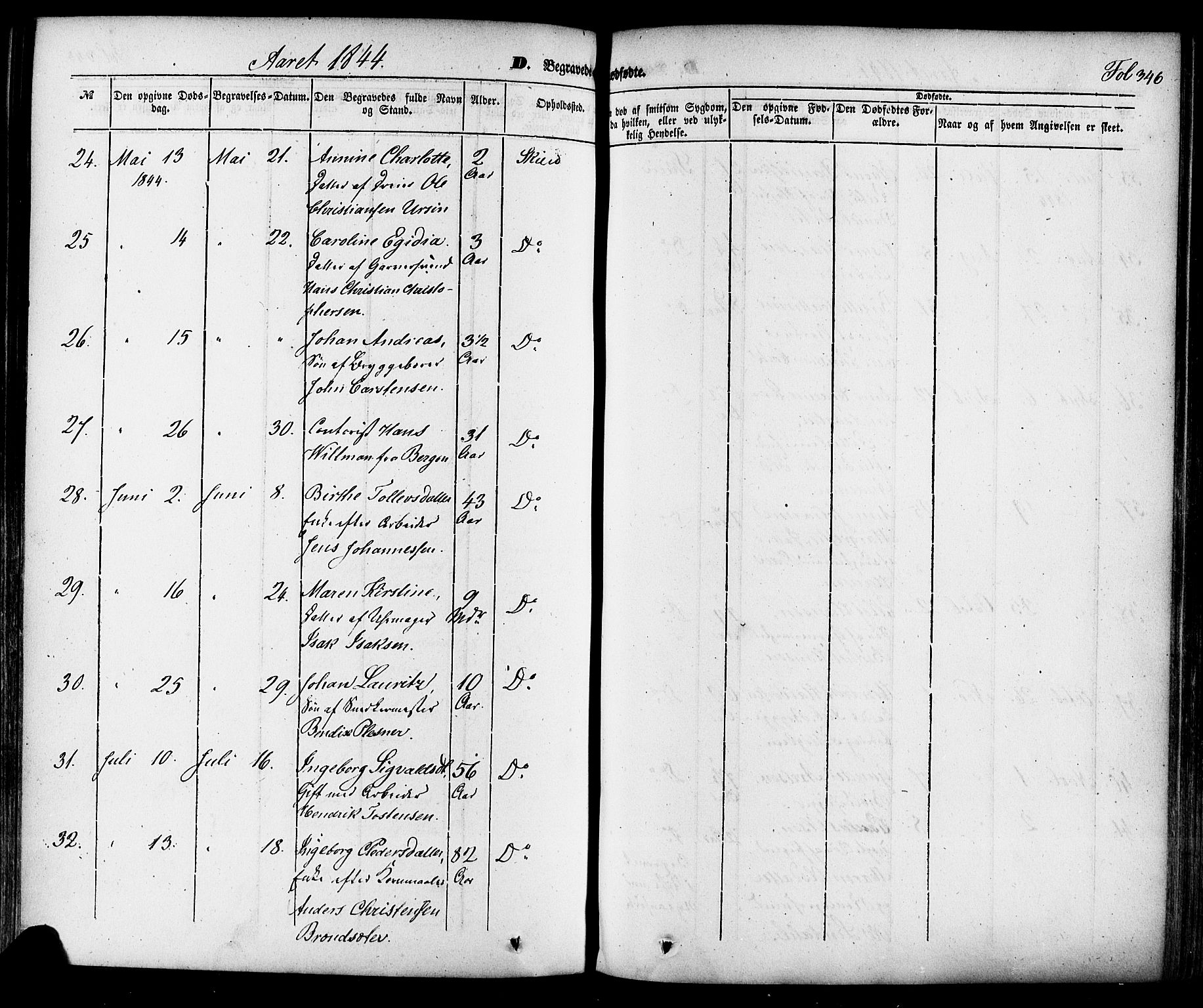 Skien kirkebøker, AV/SAKO-A-302/F/Fa/L0006a: Ministerialbok nr. 6A, 1843-1856, s. 346
