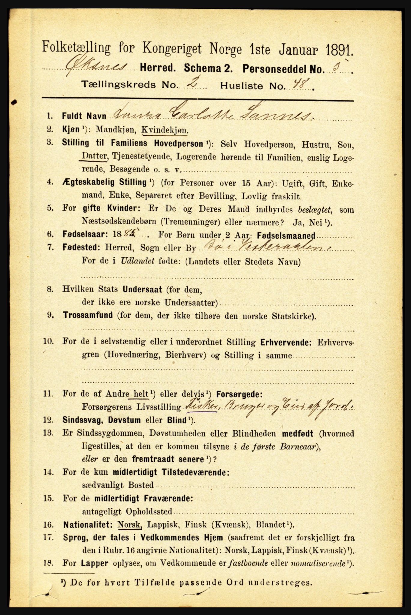 RA, Folketelling 1891 for 1868 Øksnes herred, 1891, s. 1043