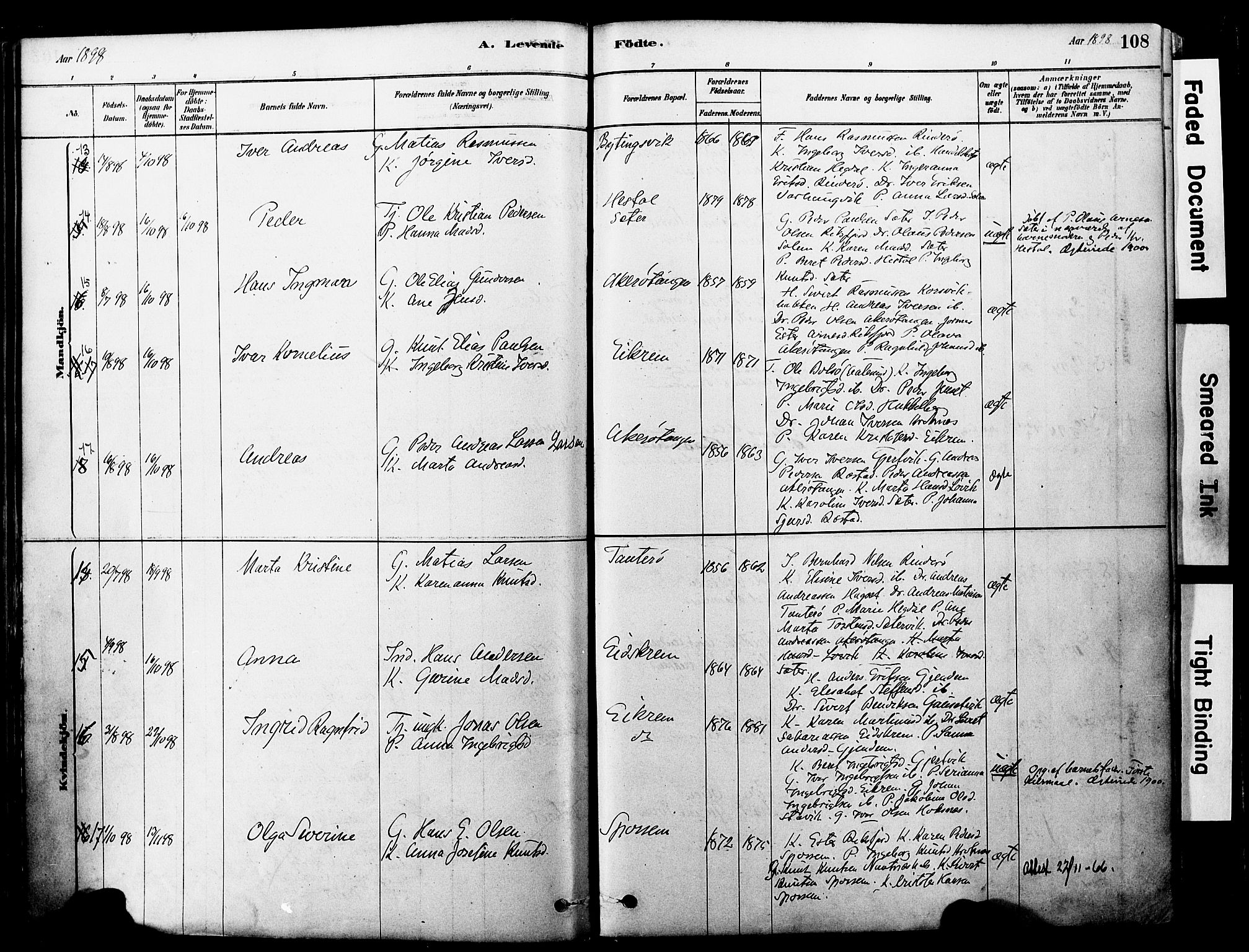 Ministerialprotokoller, klokkerbøker og fødselsregistre - Møre og Romsdal, SAT/A-1454/560/L0721: Ministerialbok nr. 560A05, 1878-1917, s. 108