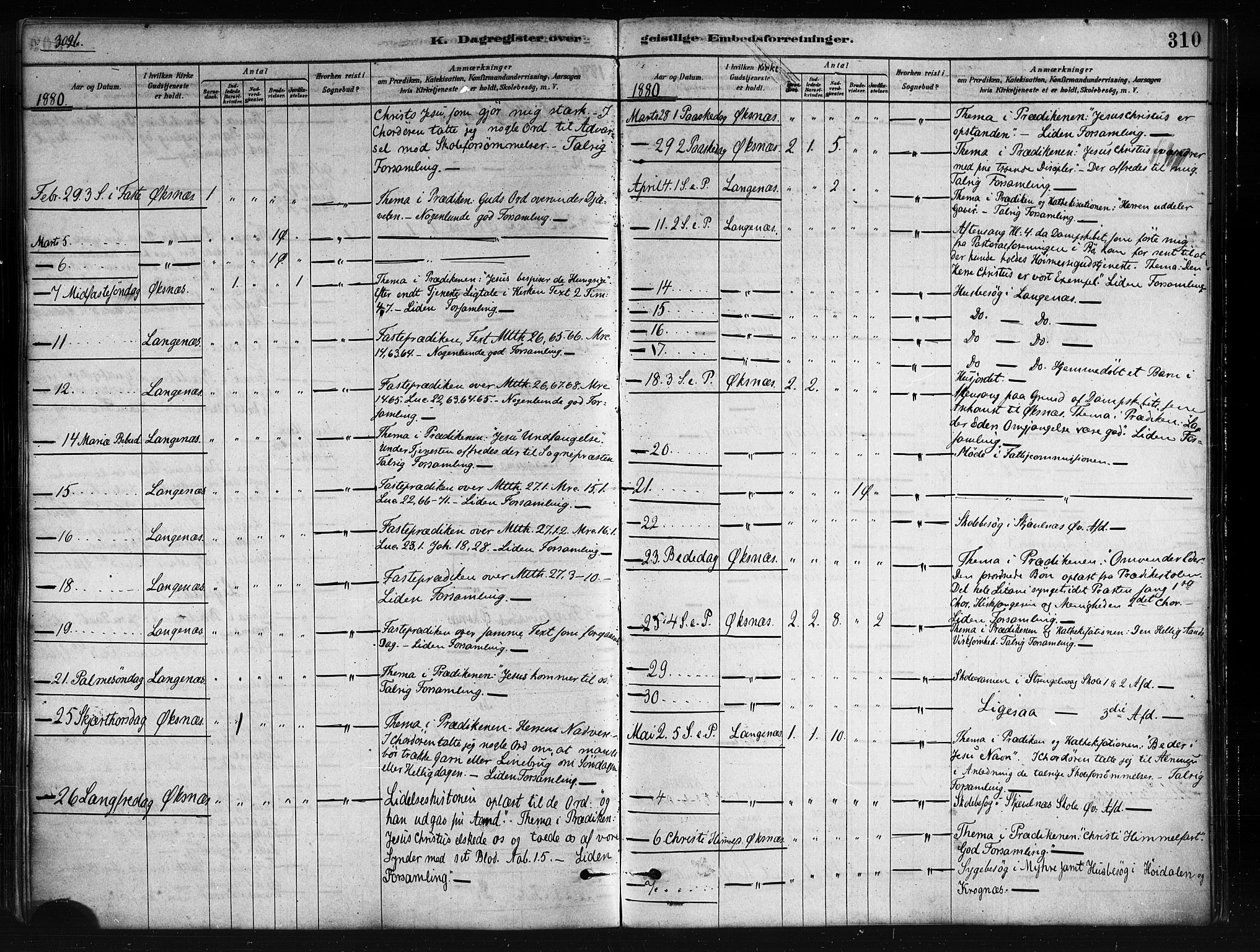 Ministerialprotokoller, klokkerbøker og fødselsregistre - Nordland, AV/SAT-A-1459/893/L1335: Ministerialbok nr. 893A08 /1, 1878-1884, s. 310