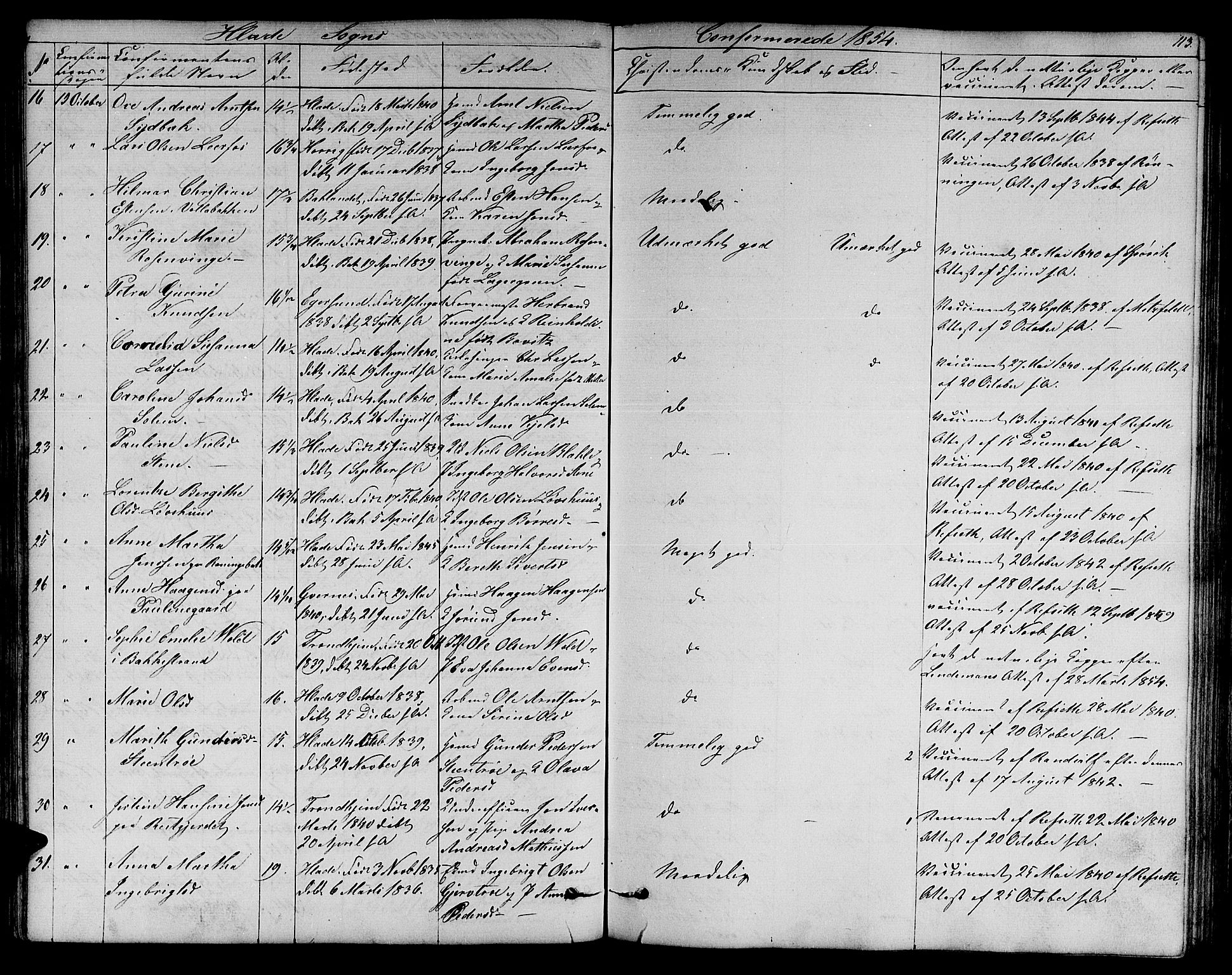 Ministerialprotokoller, klokkerbøker og fødselsregistre - Sør-Trøndelag, SAT/A-1456/606/L0310: Klokkerbok nr. 606C06, 1850-1859, s. 113