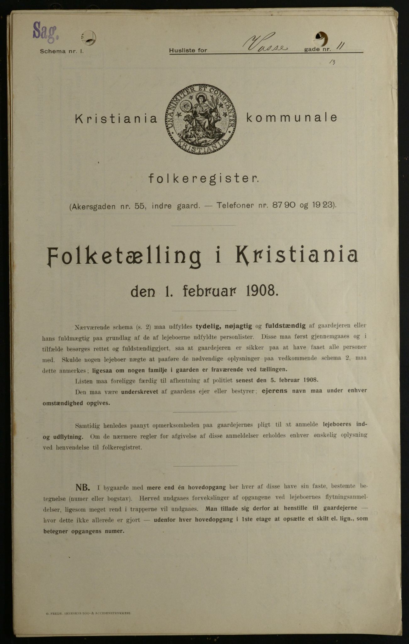 OBA, Kommunal folketelling 1.2.1908 for Kristiania kjøpstad, 1908, s. 112575