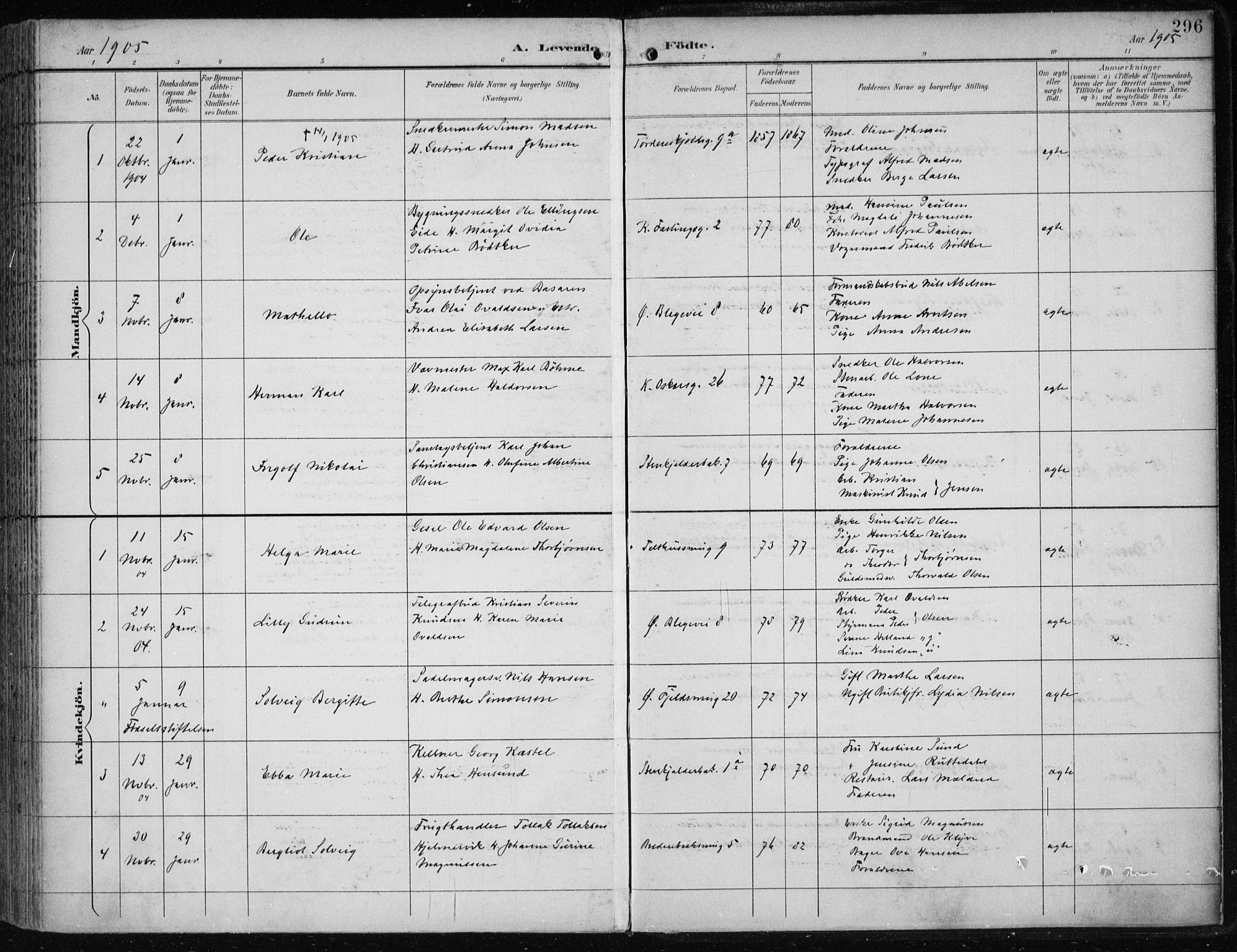 Korskirken sokneprestembete, AV/SAB-A-76101/H/Hab: Klokkerbok nr. B 10, 1896-1905, s. 296