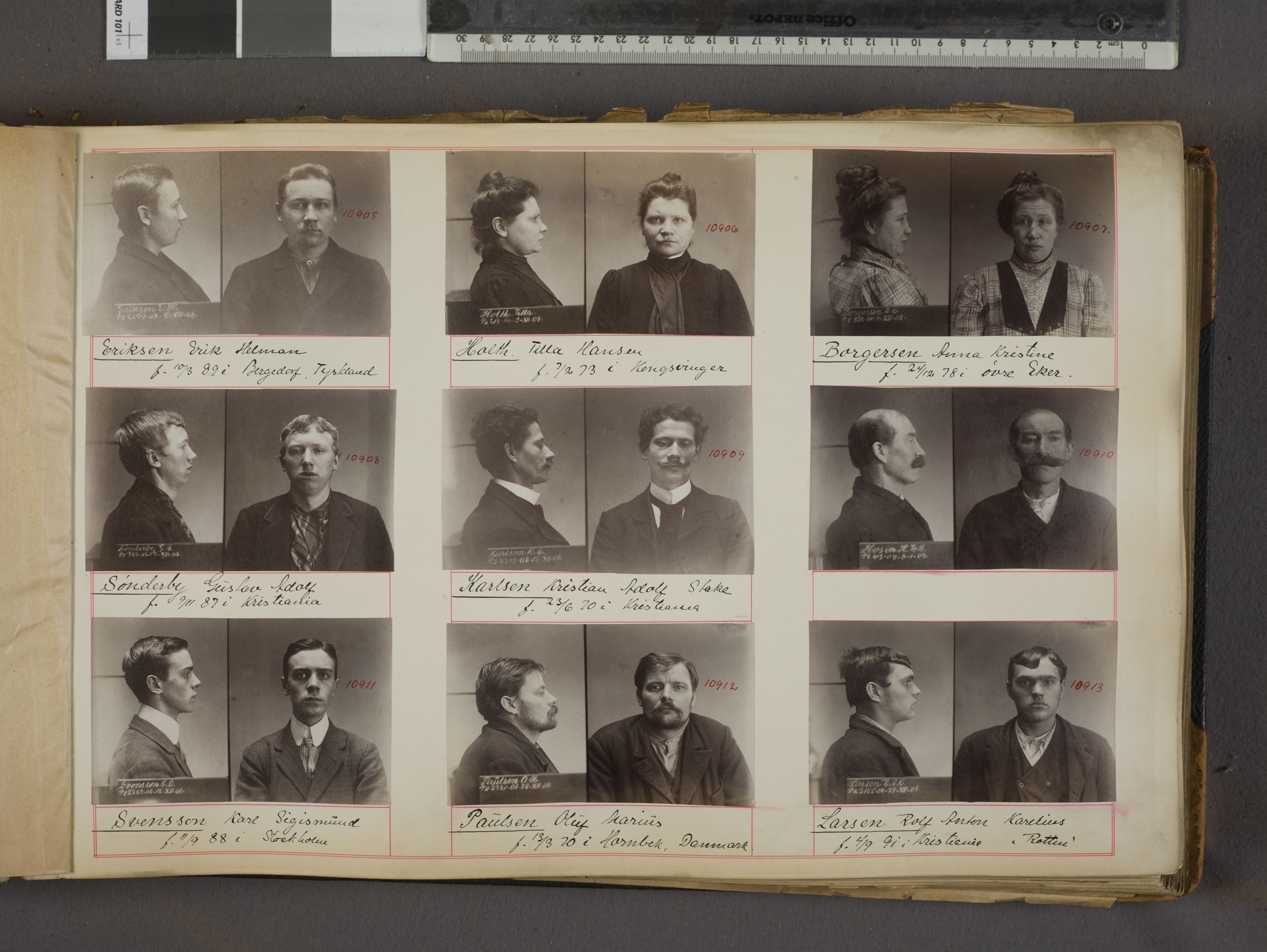Oslo politikammer, Kriminalavdelingen, AV/SAO-A-11137/U/Ua/L0012: Forbryteralbum, 1908-1910, s. 7